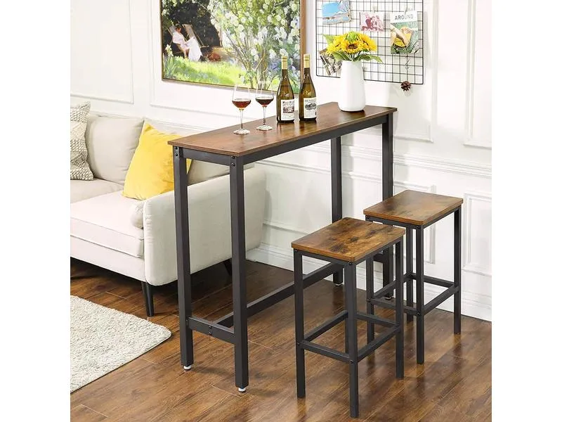 VASAGLE Bartisch mit Metallgestell 120 x 100 cm, Braun/Schwarz VASAGLE Bartisch mit Metallgestell 120 x 100 cm, Braun/Schwarz