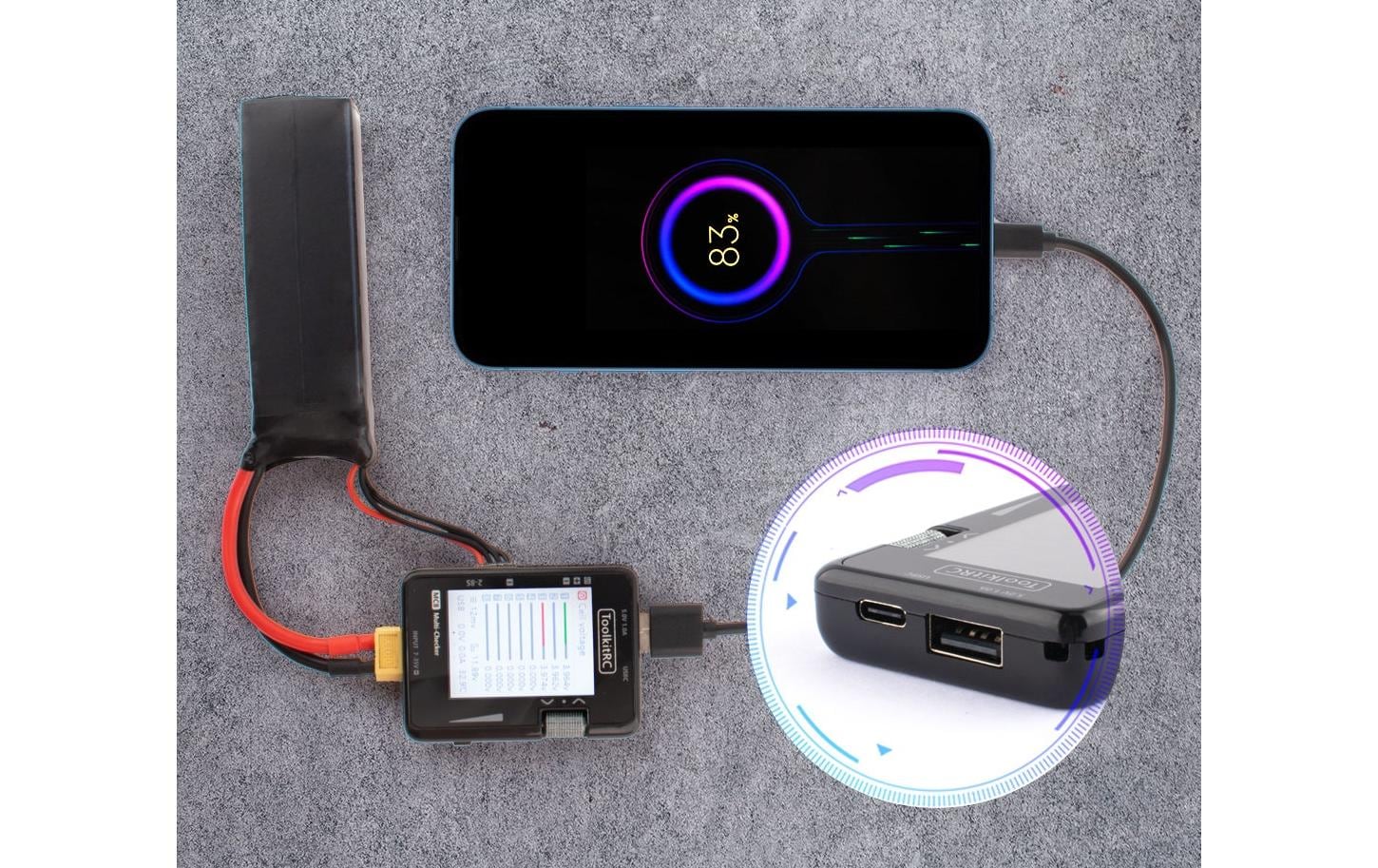 ToolkitRC Akkutester MC8 Multitool mit USB Ladefunktion