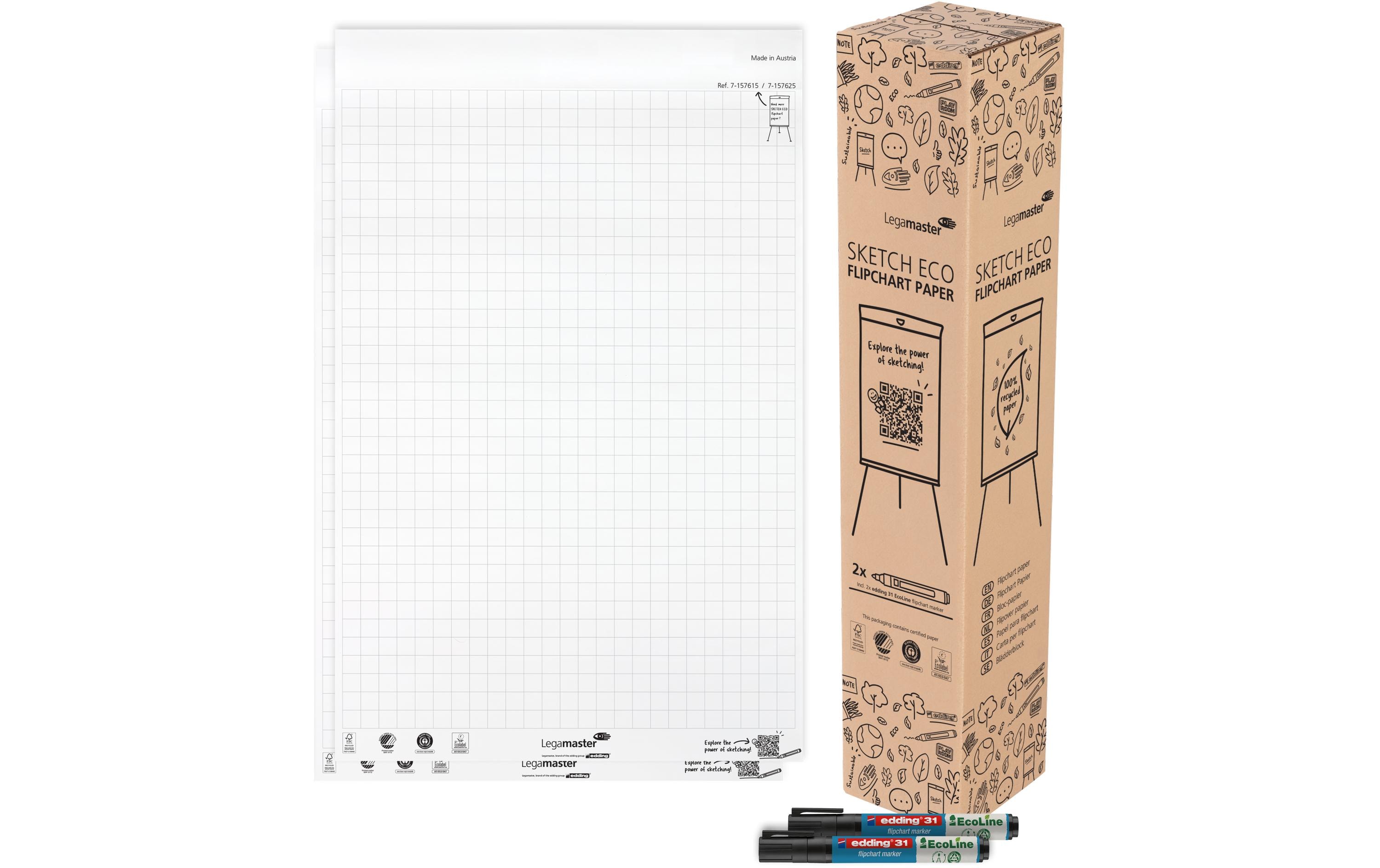 Legamaster Papierblock kariert 65 x 98 cm Hochweiss 2 Stück x 50 Blatt