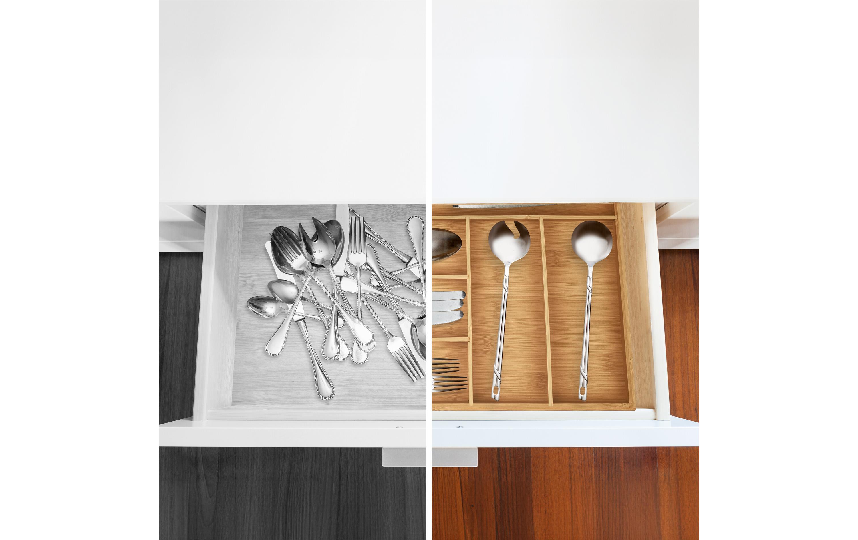 relaxdays Besteckkasten 6 Fächer Braun