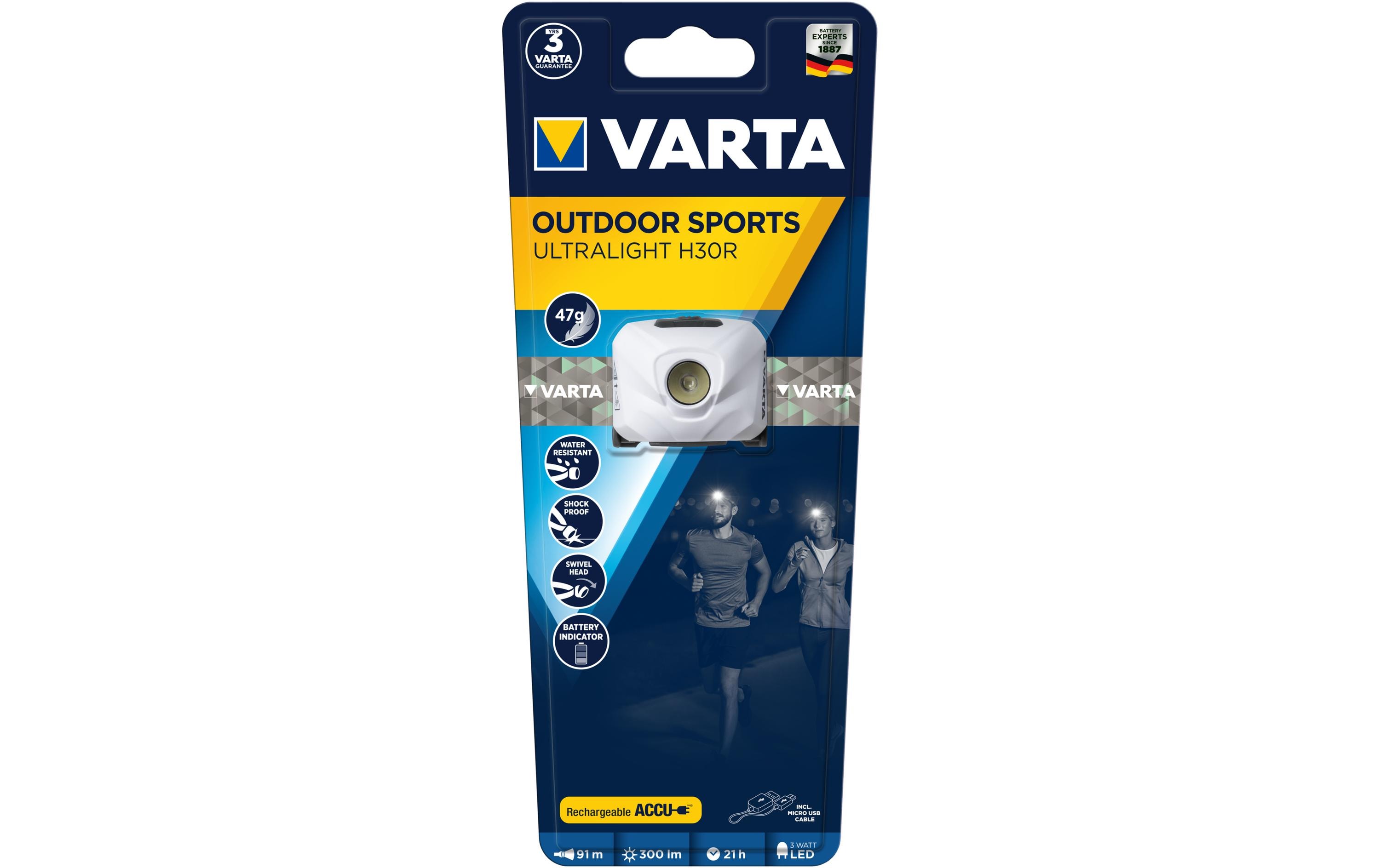 Varta Stirnlampe Outdoor Sports Ultralight H30R Weiss