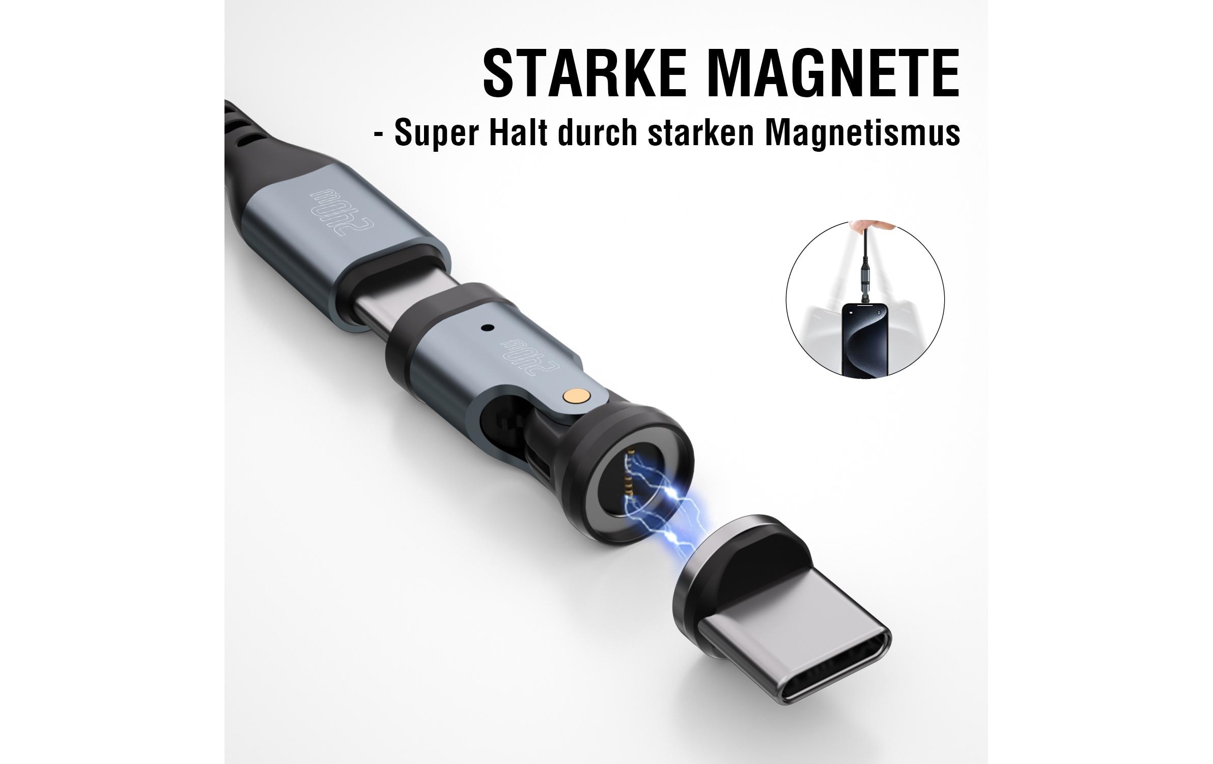 4smarts USB-C 540° Magnetkabel-Set GravityCord 240 W, 1.8 m, Schwarz 4smarts USB-C 540° Magnetkabel-Set GravityCord 240 W, 1.8 m, Schwarz