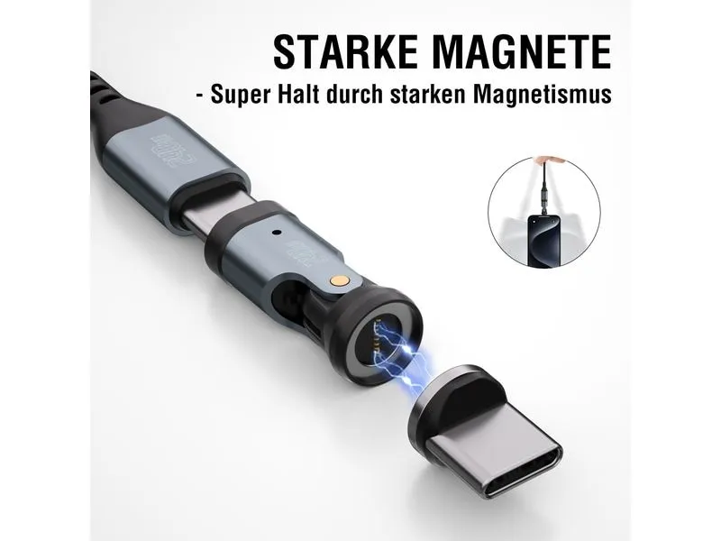 4smarts USB-C 540° Magnetkabel-Set GravityCord 240 W, 1.8 m, Schwarz 4smarts USB-C 540° Magnetkabel-Set GravityCord 240 W, 1.8 m, Schwarz