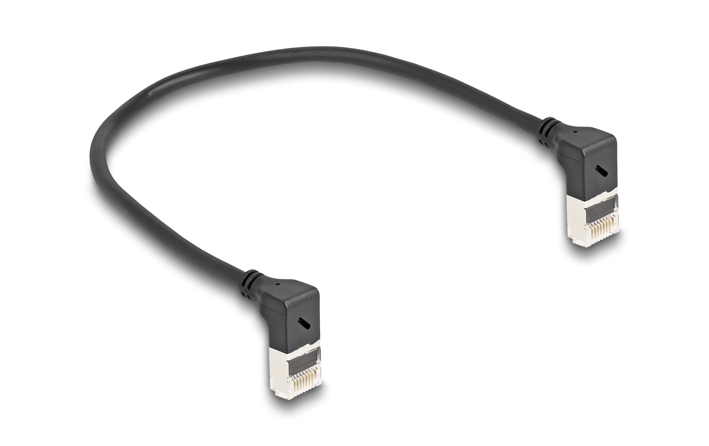 Delock Patchkabel 90° oben gewinkelt Cat 6A, S/FTP, 0.25 m, Schwarz