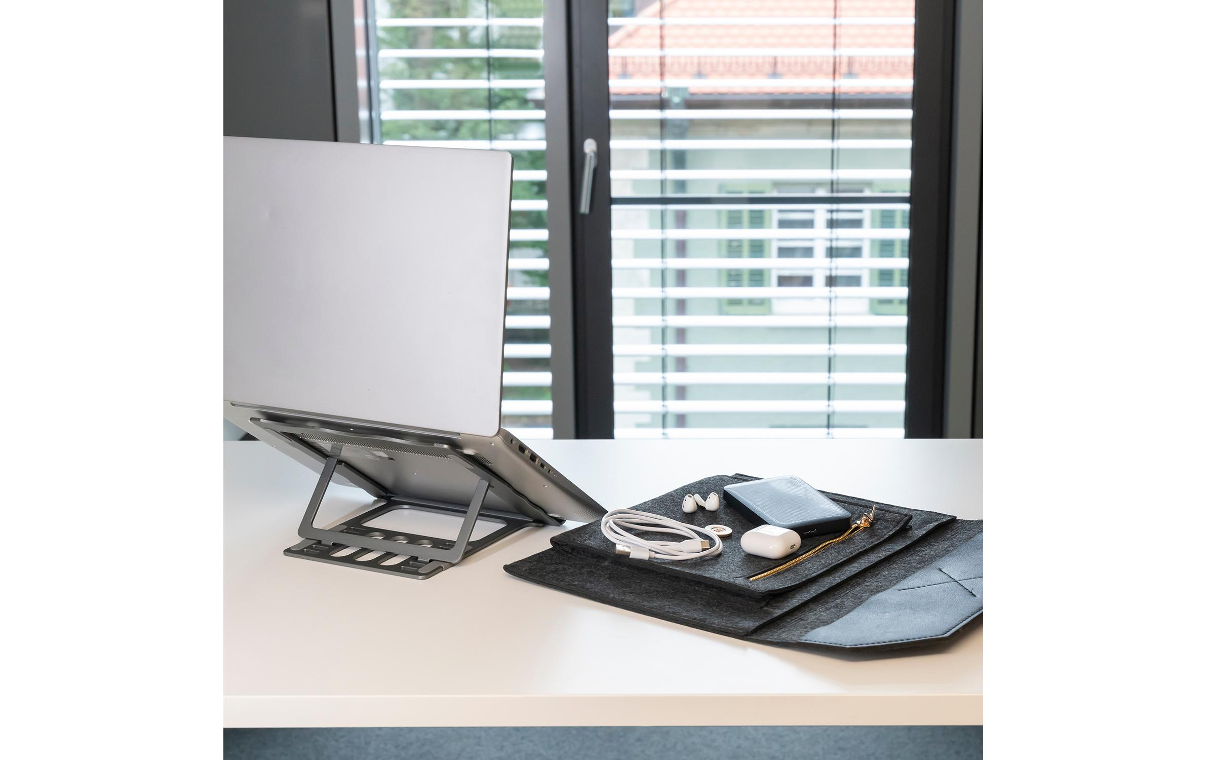 4smarts Notebook-Sleeve Felty+ FoldStand ErgoFix 13 Dunkelgrau