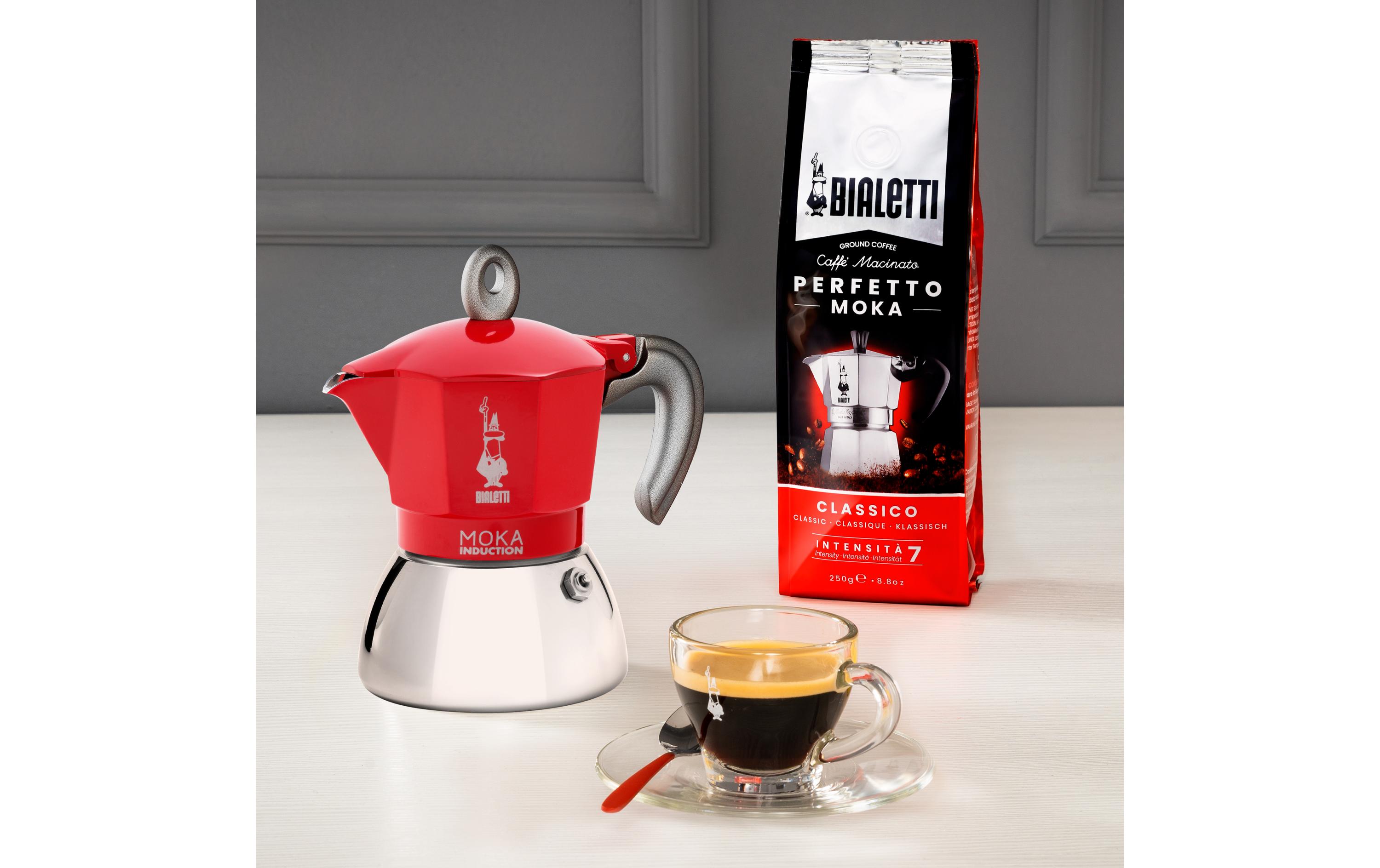 Bialetti Espressokocher New Moka Induktion 6 Tassen, Rot