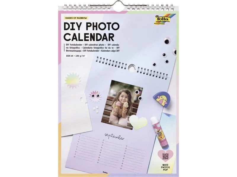Folia DIY Fotokalender, shades of rainbow DIN A4, 13 Seiten Folia DIY Fotokalender, shades of rainbow DIN A4, 13 Seiten