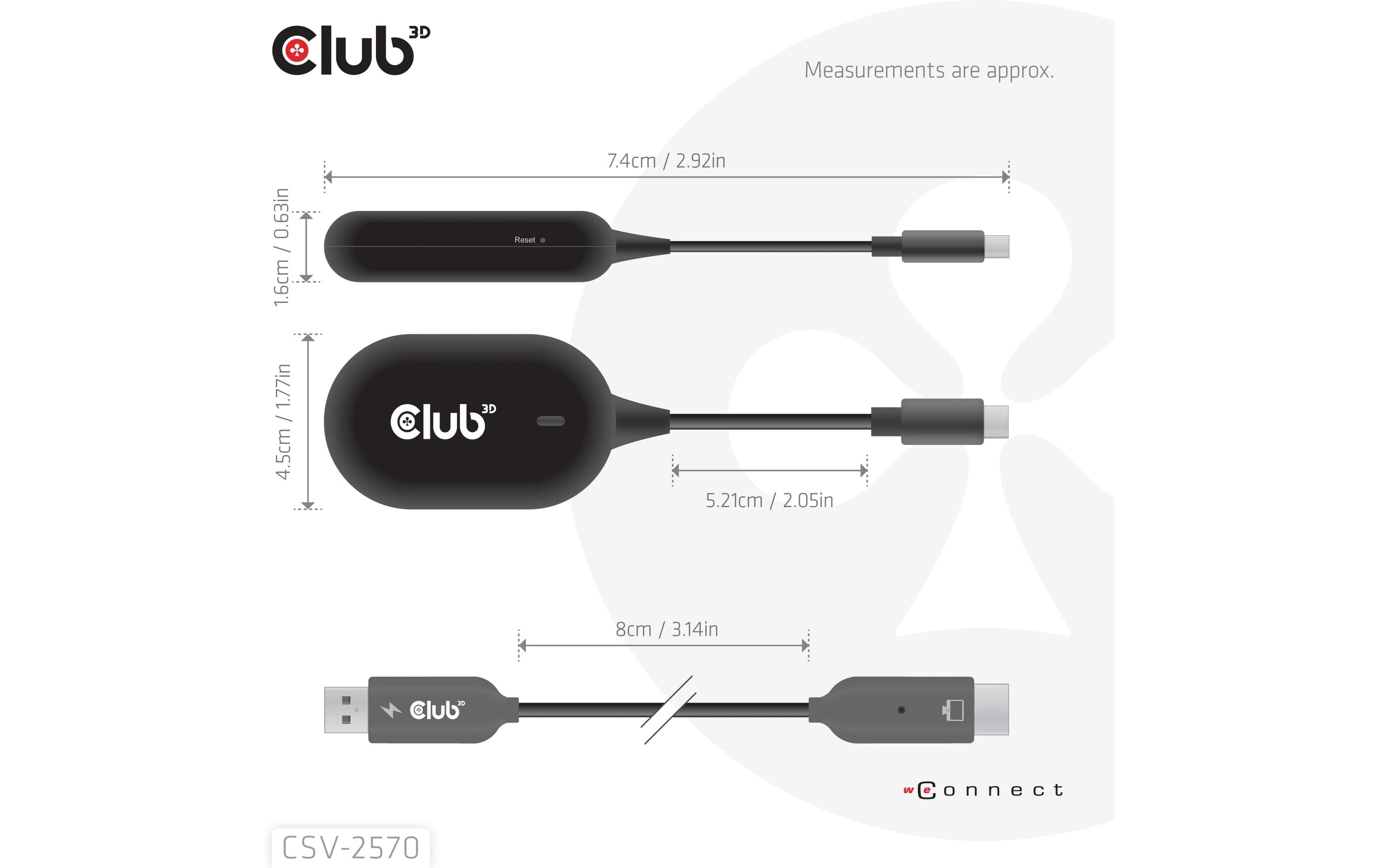 Club 3D CSV-2570 Drahtloser Sender und -Empfänger USB Type-C - HDMI