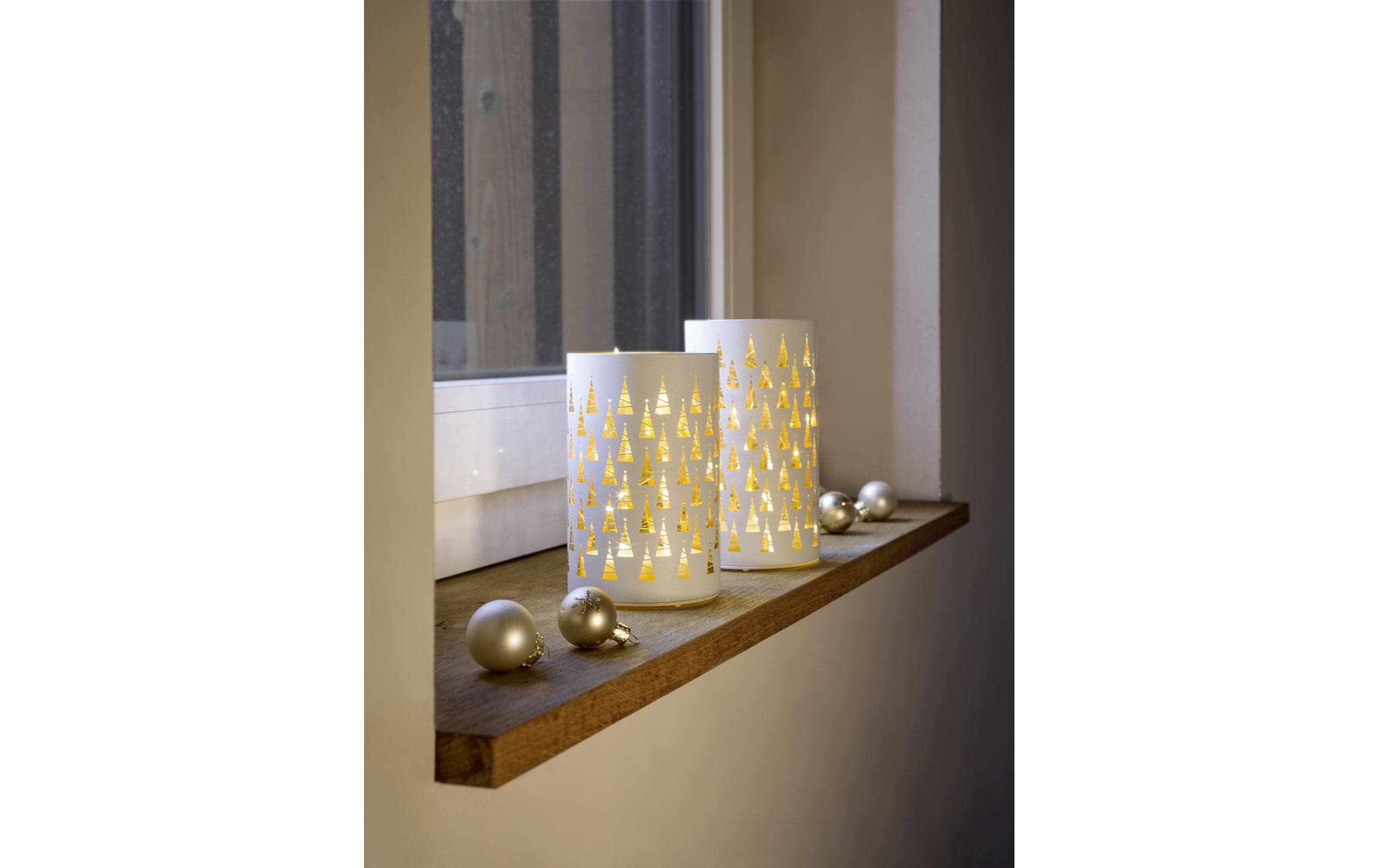 STT Windlicht Glas Tree 14 cm, Weiss