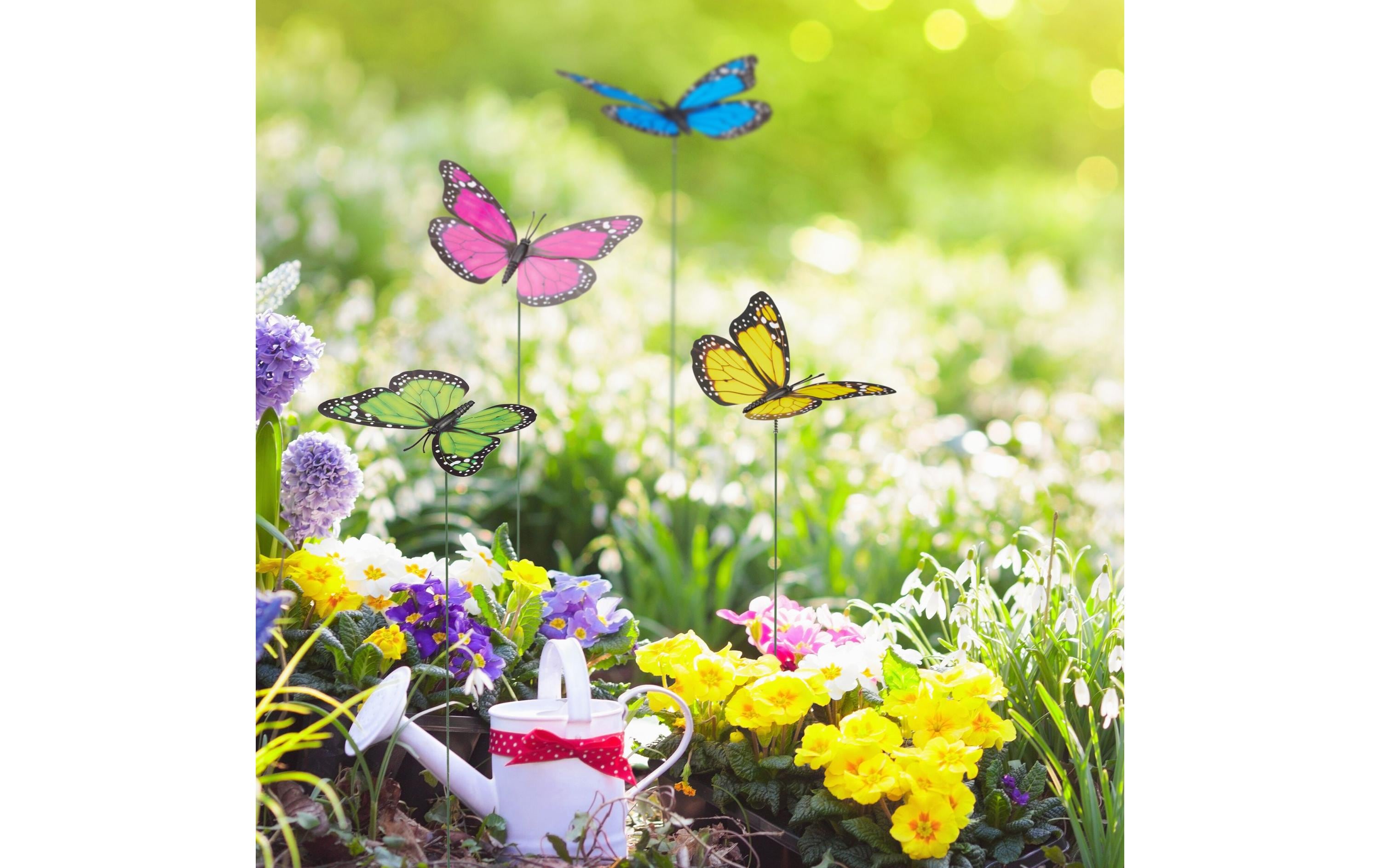 relaxdays Gartenstecker Schmetterlinge 72 Stück, Mehrfarbig