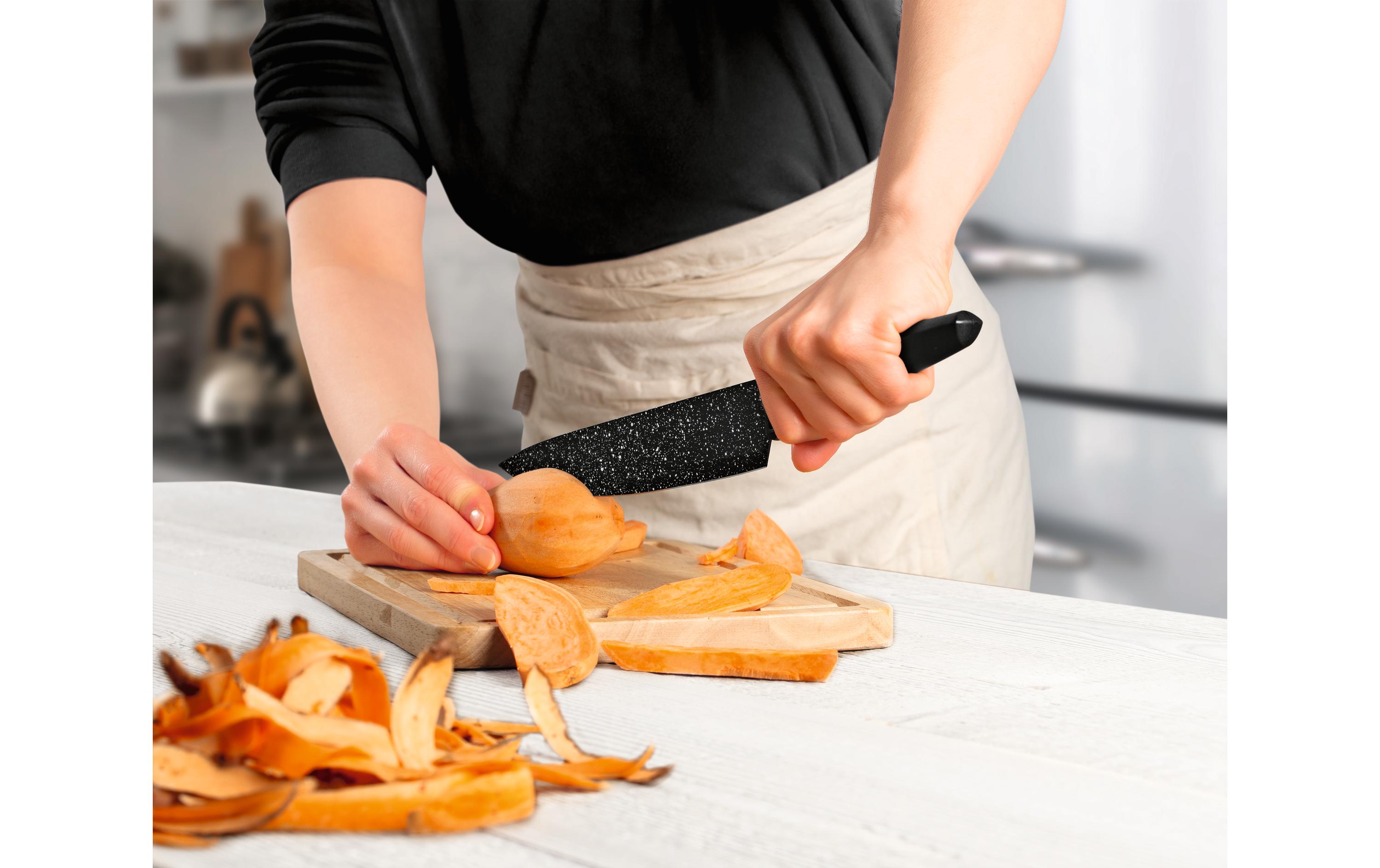 GOURMETmaxx Messerset mit Sparschäler 6-teilig, Schwarz