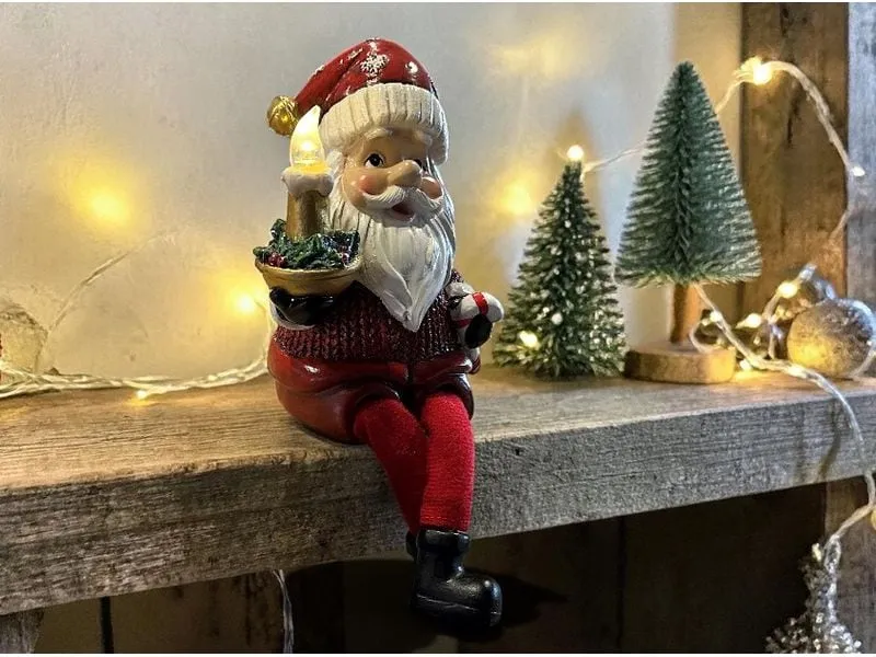 Dameco LED-Figur Santa Kantenhocker, Polyresin, 7 x 10 x 13.5 cm