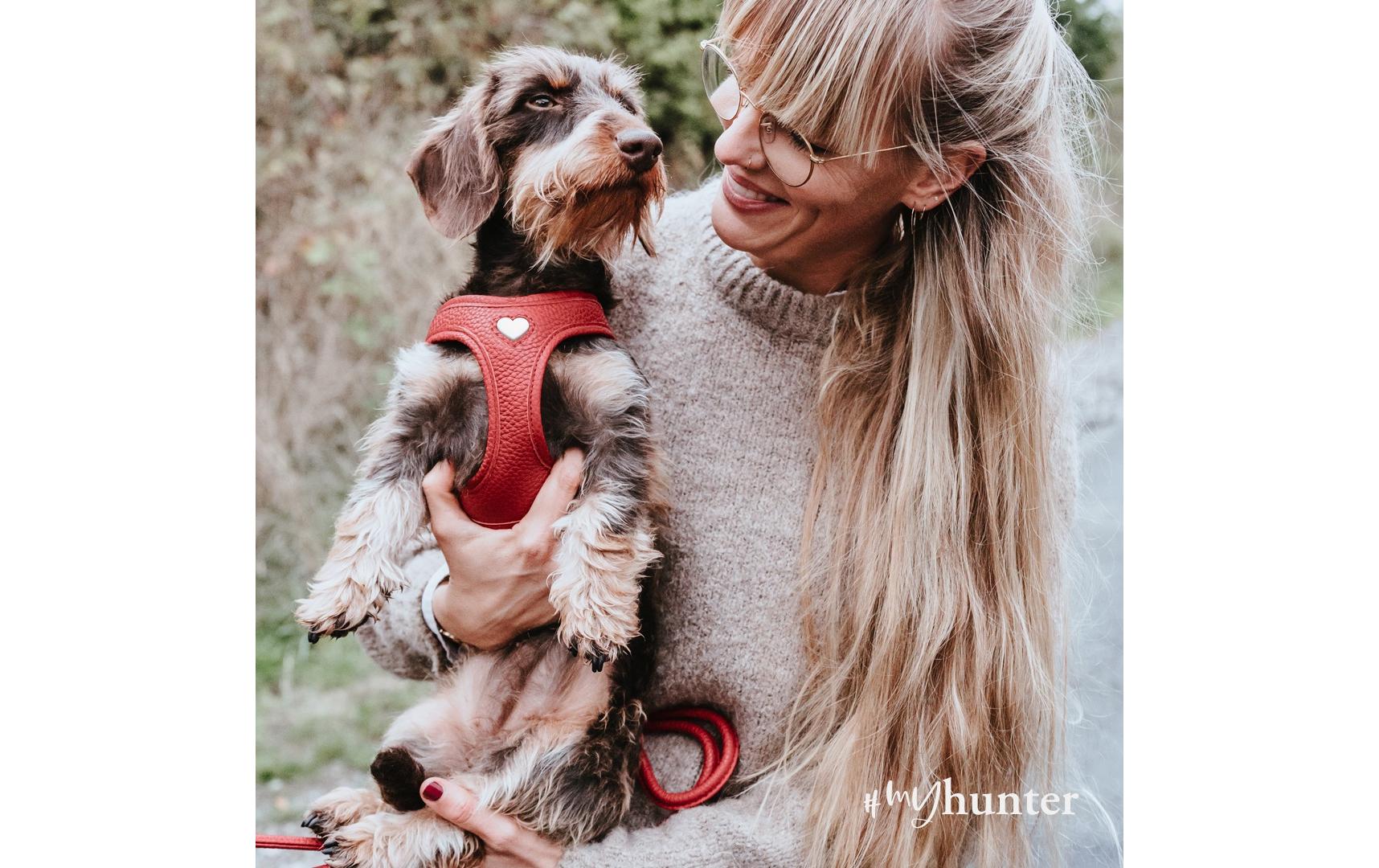 Hunter Geschirr Love 30-34/XXS-XS, Rot/Schwarz