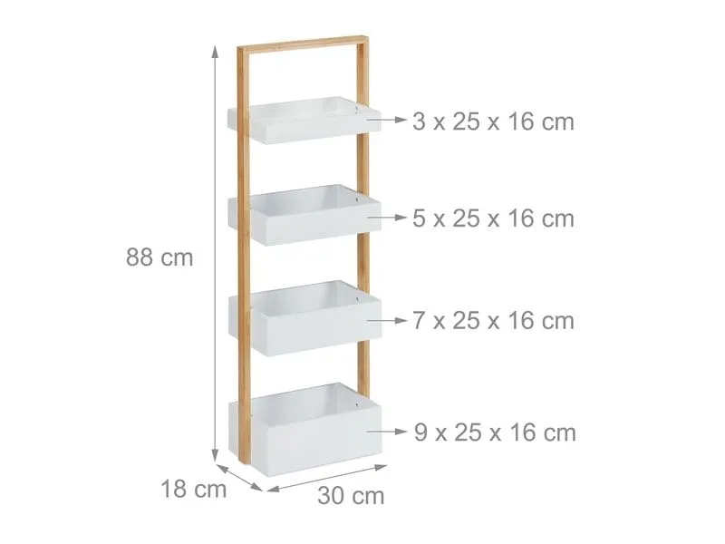 relaxdays Badregal 30 x 88 cm, Weiss/Braun relaxdays Badregal 30 x 88 cm, Weiss/Braun