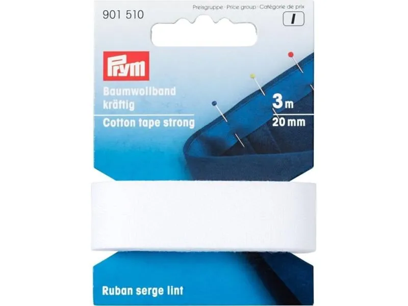 Prym Baumwollband 20 mm, Weiss Prym Baumwollband 20 mm, Weiss