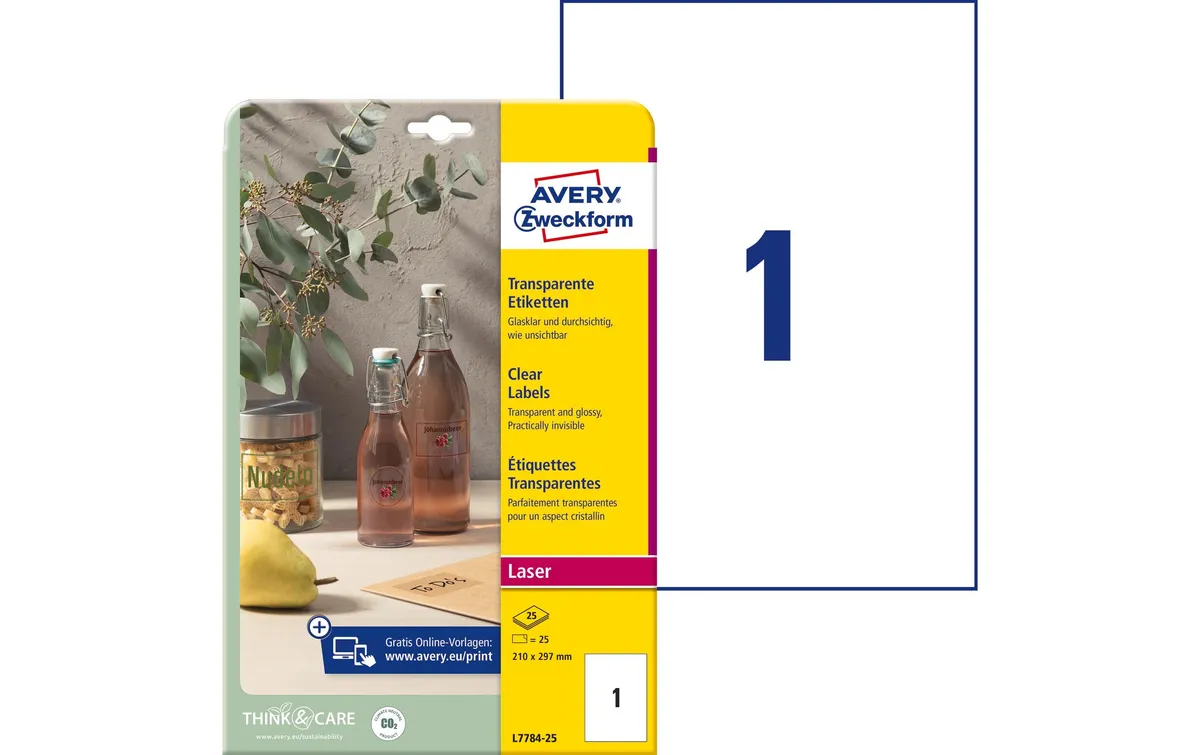 Avery Zweckform Flaschen-Etiketten kristallklar 210 x 297 mm Avery Zweckform Flaschen-Etiketten kristallklar 210 x 297 mm
