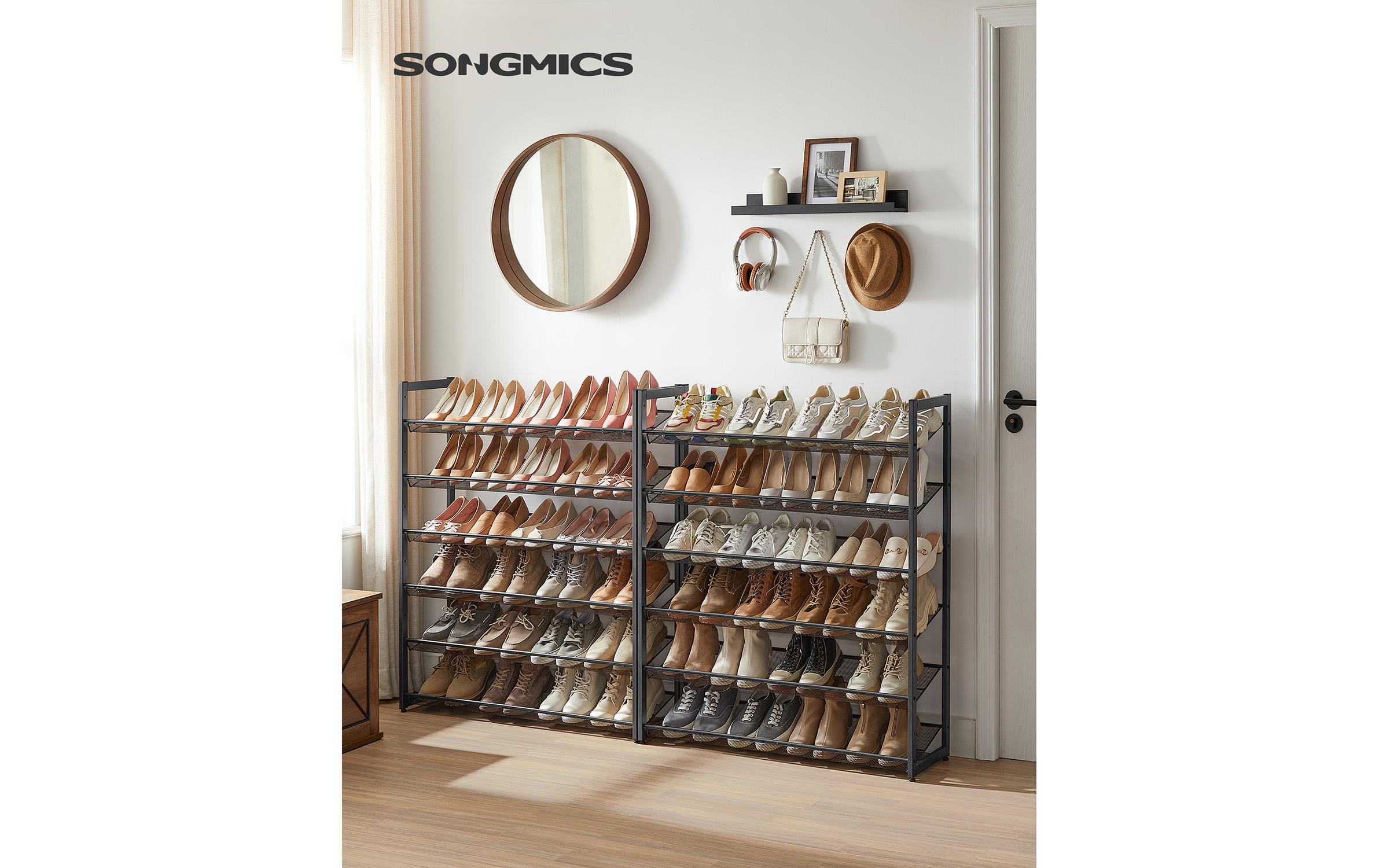 Songmics Schuhregal 92.3 x 221.4 cm, Schwarz