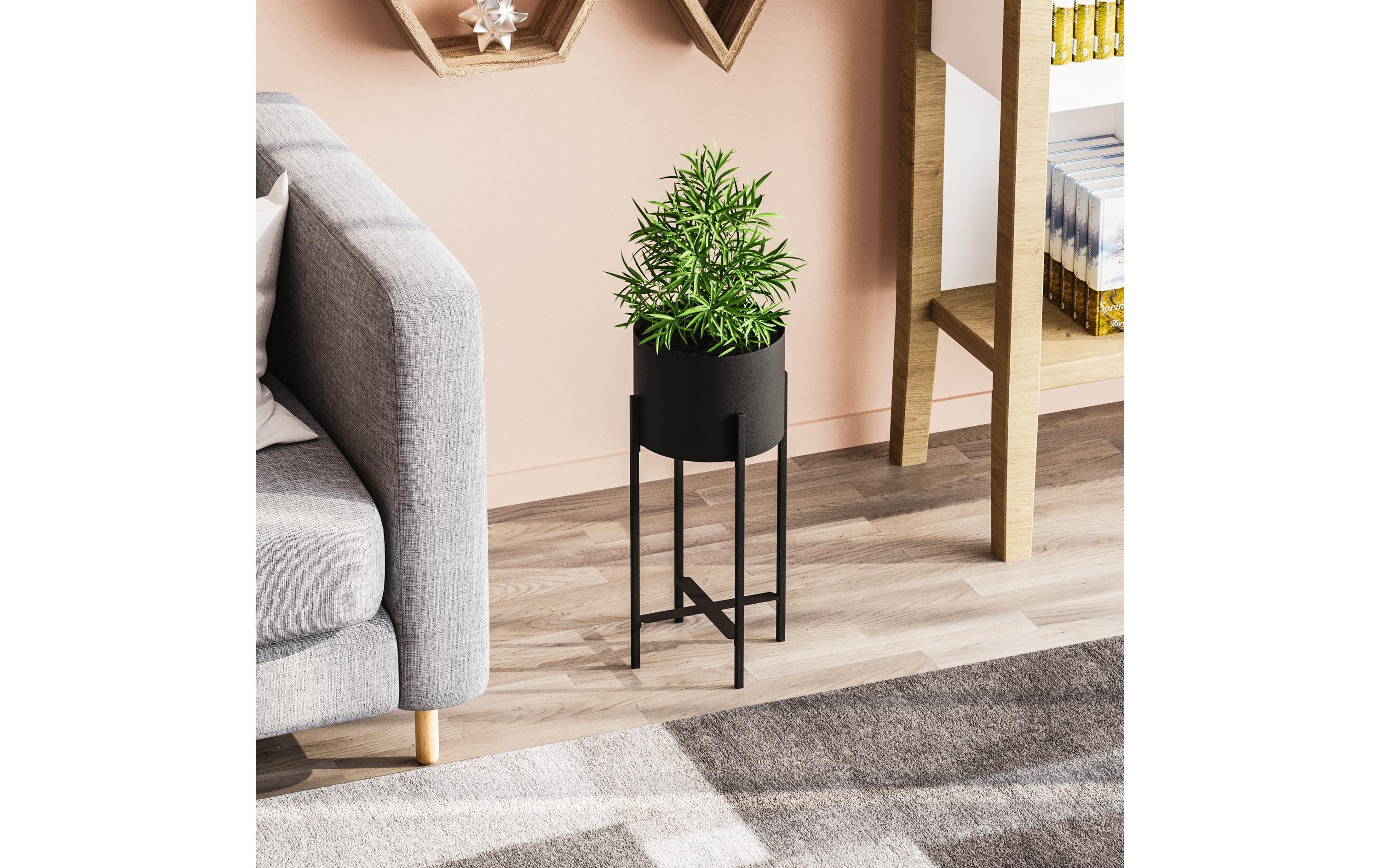 Wallxpert Pflanzenständer 23 cm/48 cm, Schwarz