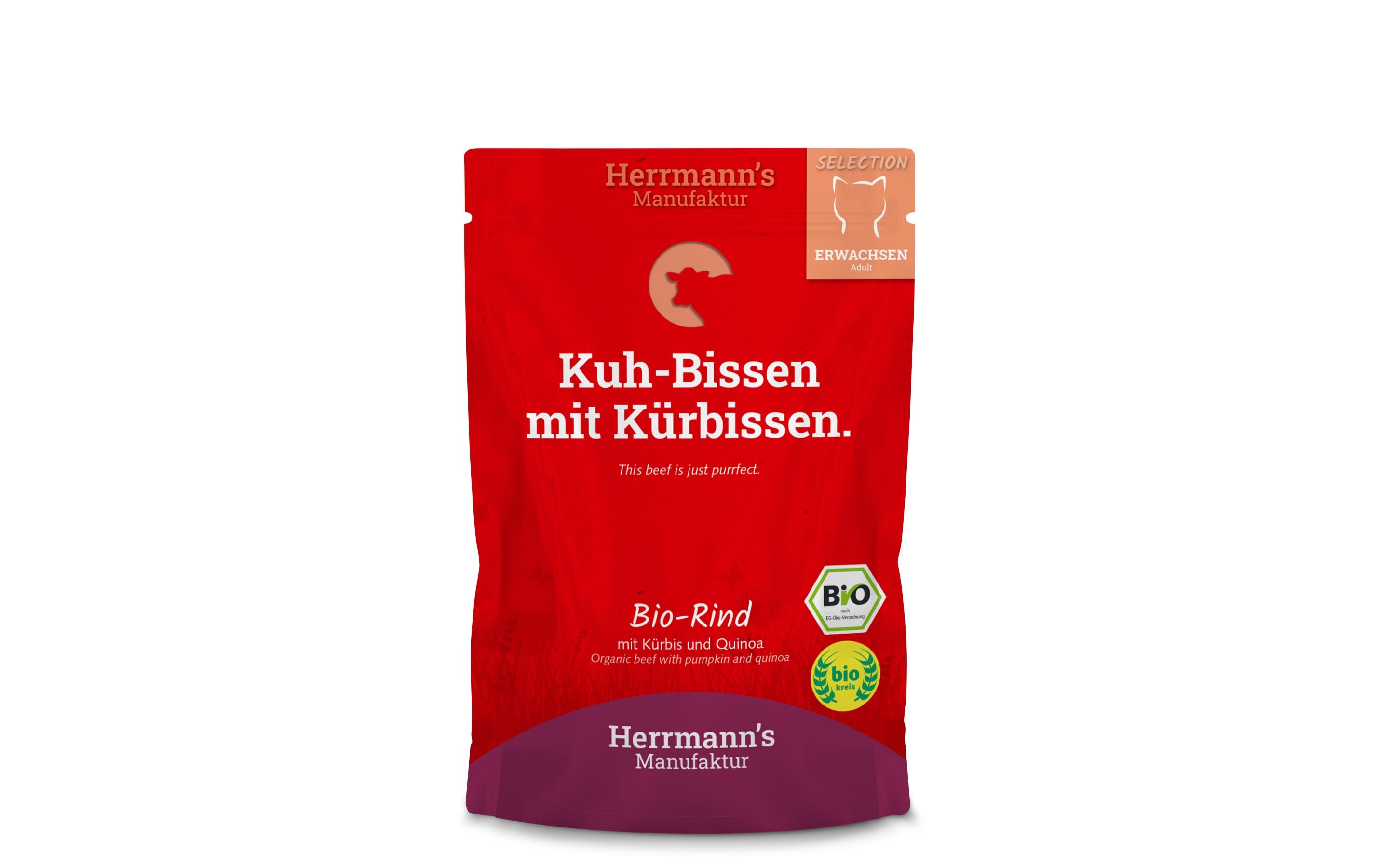 Herrmann's Nassfutter Bio Rind mit Kürbis und Quinoa, 20 x 100g
