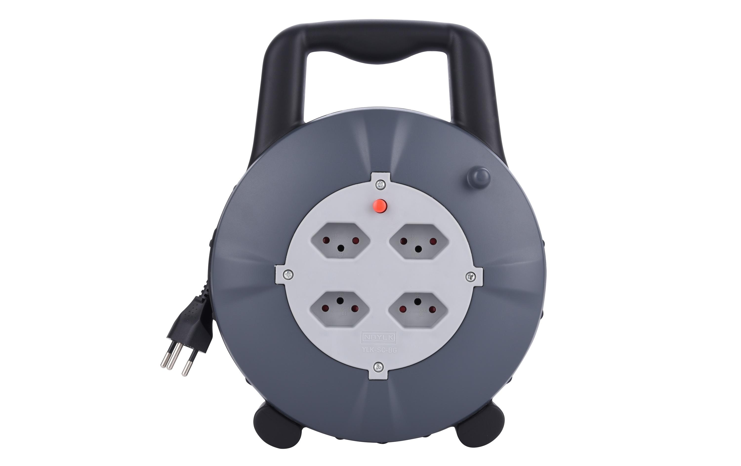 Schönenberger Kabelbox 10 m, 4x T13 Steckdose grau / schwarz