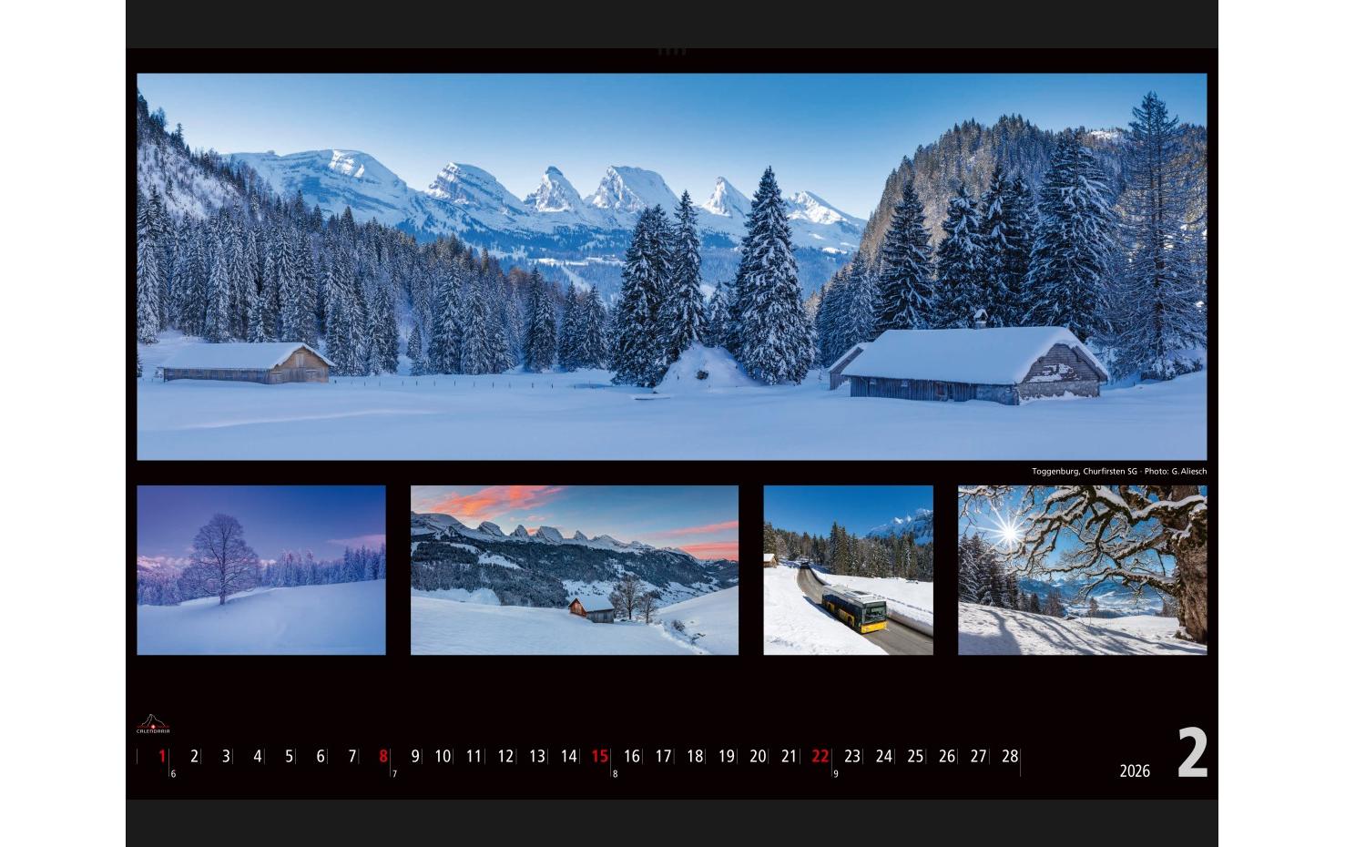 Calendaria Kalender Panoramic Switzerland 2026 Calendaria Kalender Panoramic Switzerland 2026