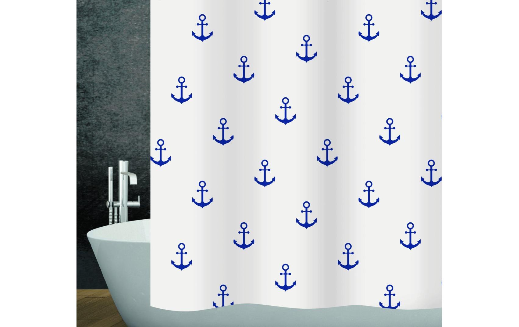 diaqua® Duschvorhang Anchor 180 x 180 cm, Blau/Weiss