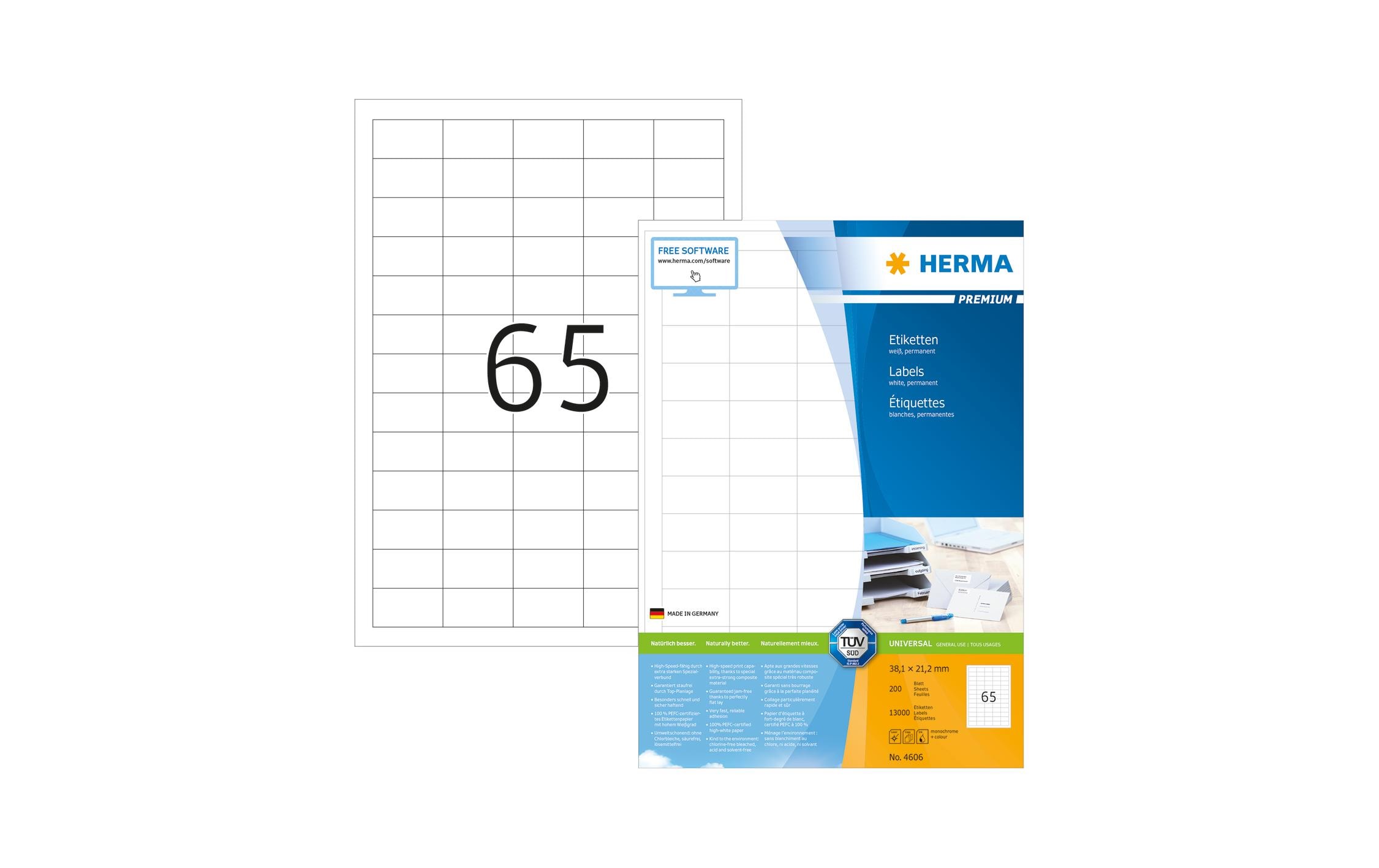 HERMA Universal-Etiketten Premium, 3.8 x 2.12 cm, 13000 Etiketten