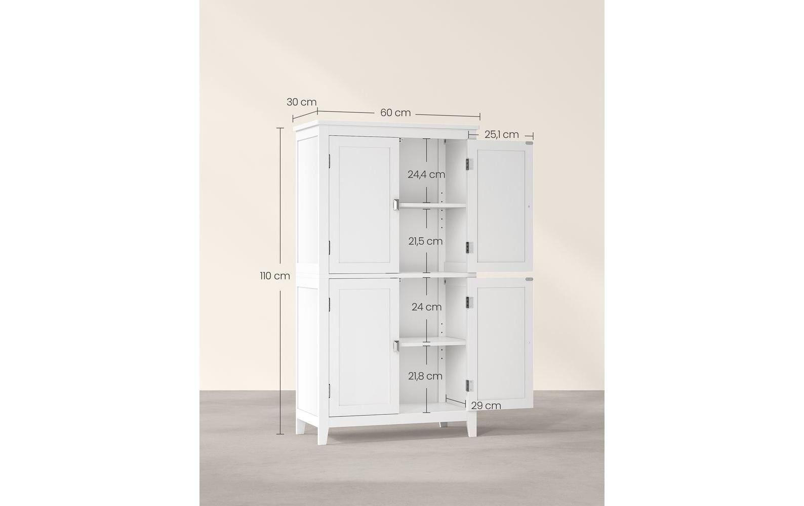 VASAGLE Vitrine Landhausstil 60 x 110 cm, Weiss