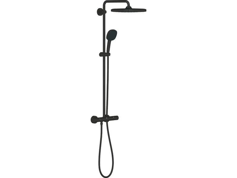 GROHE Vitalio Comfort 250 eckig mit Thermostatarmatur Mattschwarz GROHE Vitalio Comfort 250 eckig mit Thermostatarmatur Mattschwarz