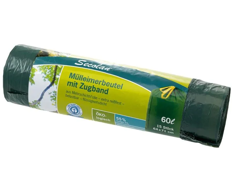 Haushaltsware Müllbeutel pRolle 60 l, 15 Stück, Grün Haushaltsware Müllbeutel pRolle 60 l, 15 Stück, Grün