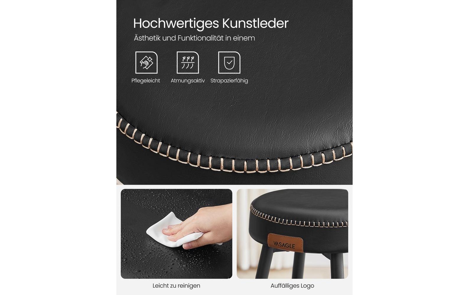 VASAGLE Barhocker 2 Stück 51.6 x 76.2 cm, Schwarz