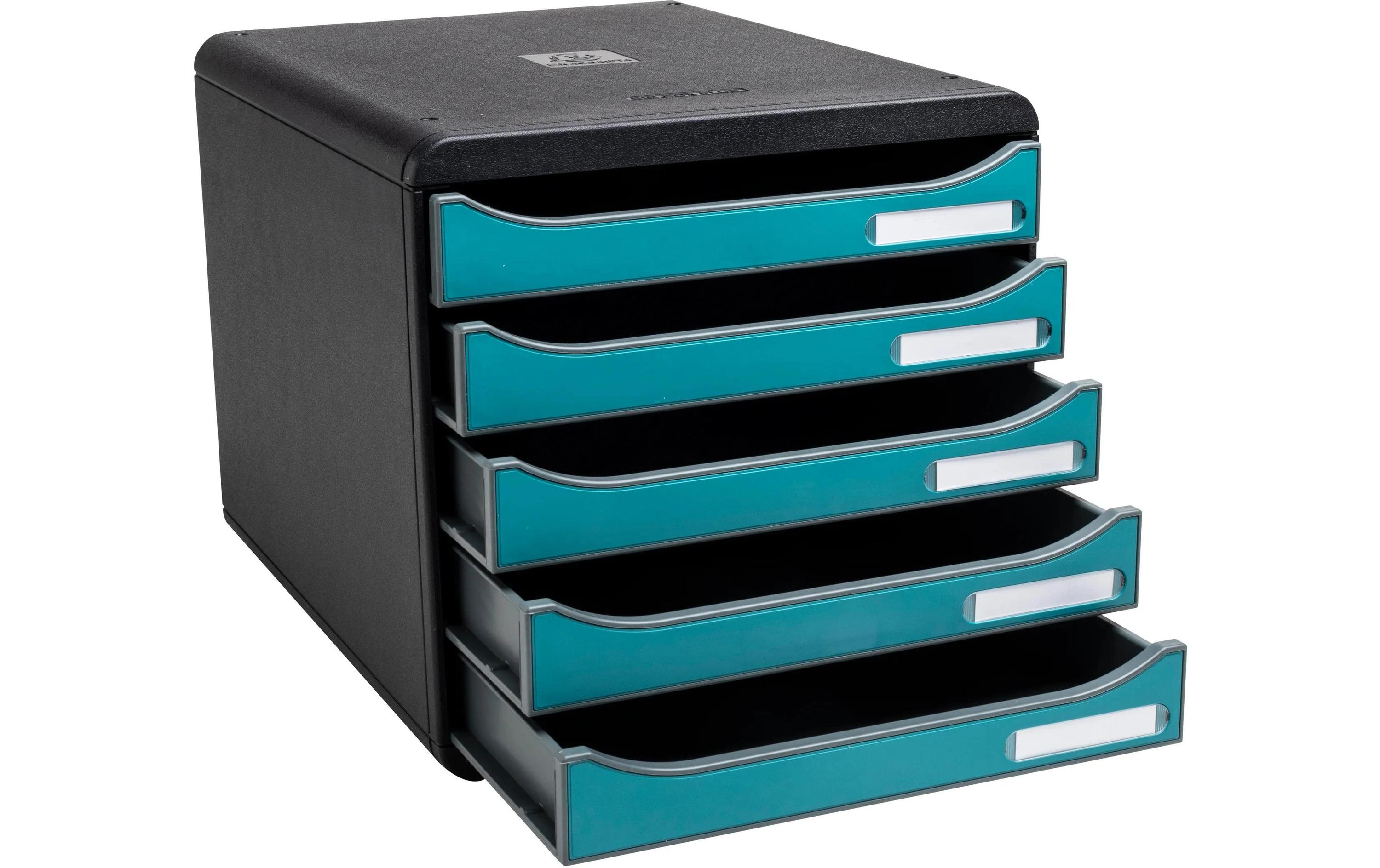 Exacompta Schubladenbox Big Box Plus Skandi, 5 Schubladen, Pazifikblau