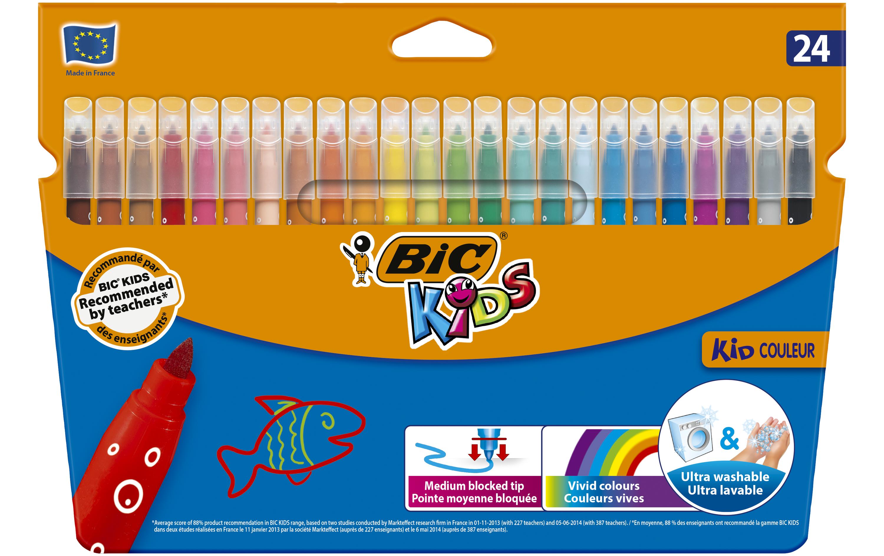 BIC Filzstift Fasermaler Kid Couleur 24 Stück 0.8 mm, 24 Farben