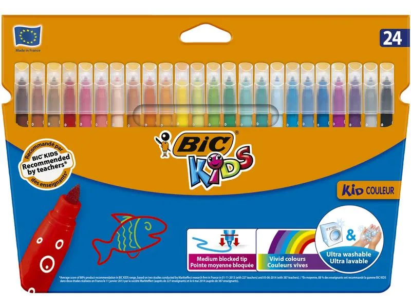 BIC Filzstift Fasermaler Kid Couleur 24 Stück 0.8 mm, 24 Farben BIC Filzstift Fasermaler Kid Couleur 24 Stück 0.8 mm, 24 Farben