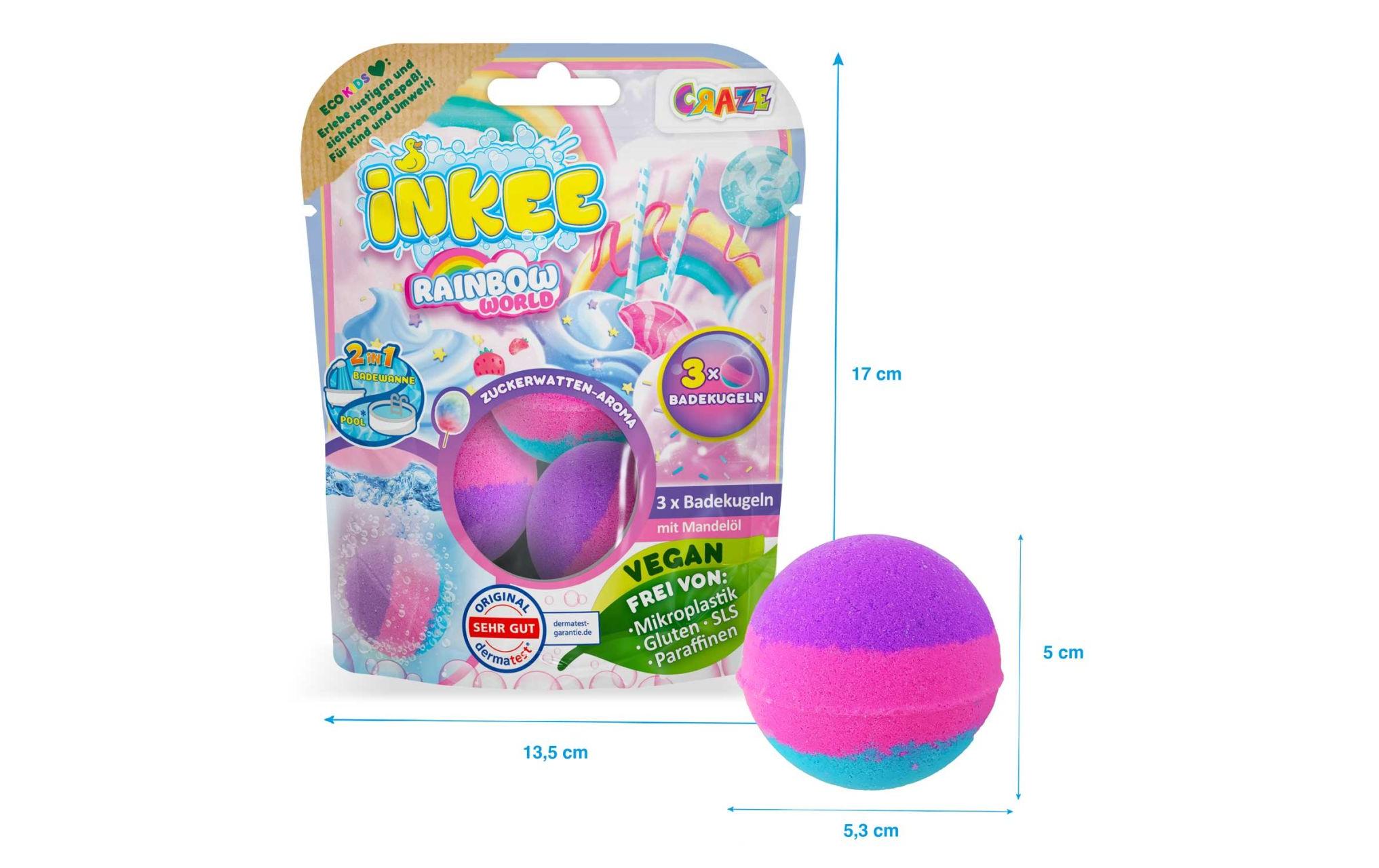 Craze Badekugel Inkee Rainbow World 3 Stück