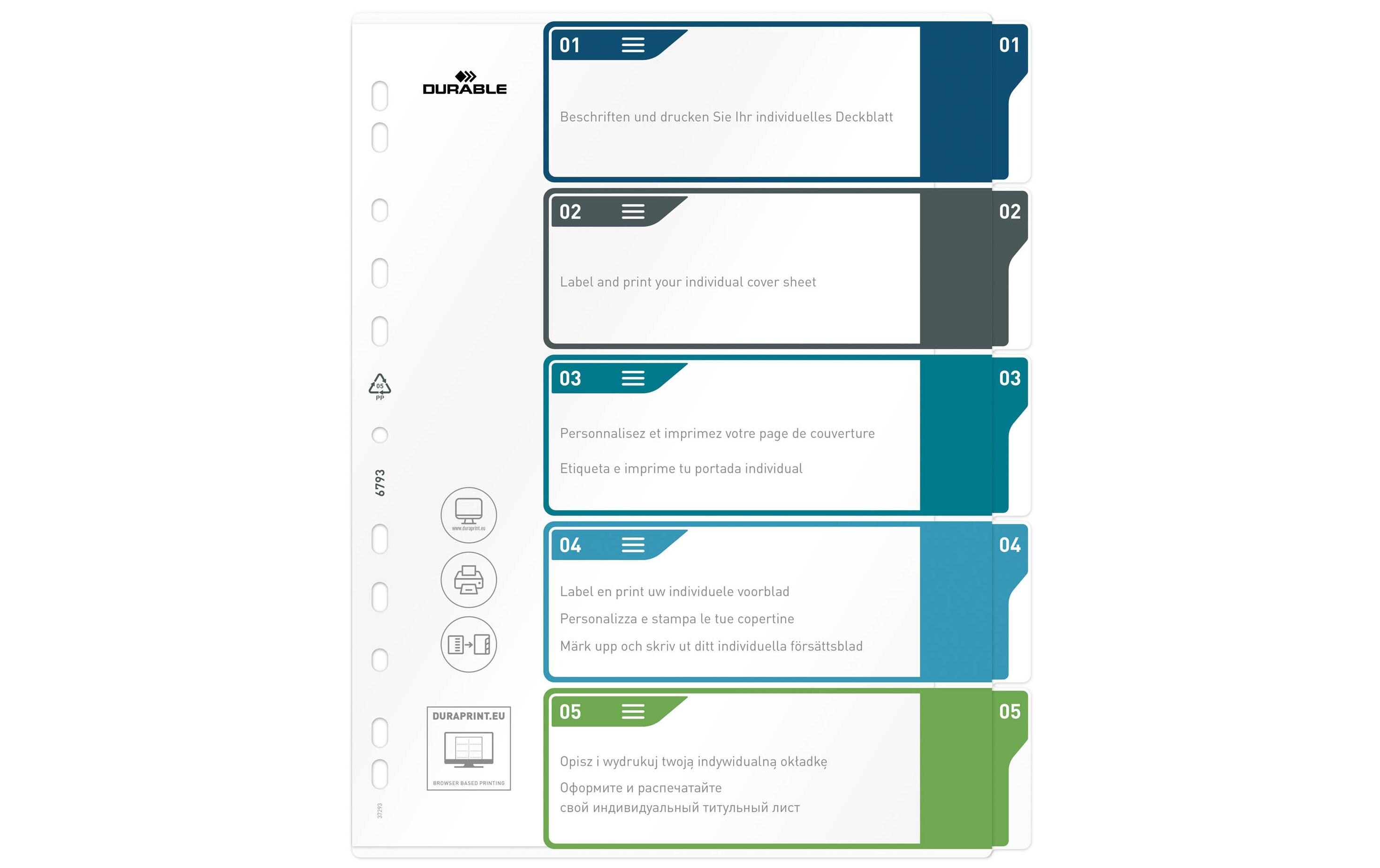 DURABLE Register A4+, 1-5, 5-farbig