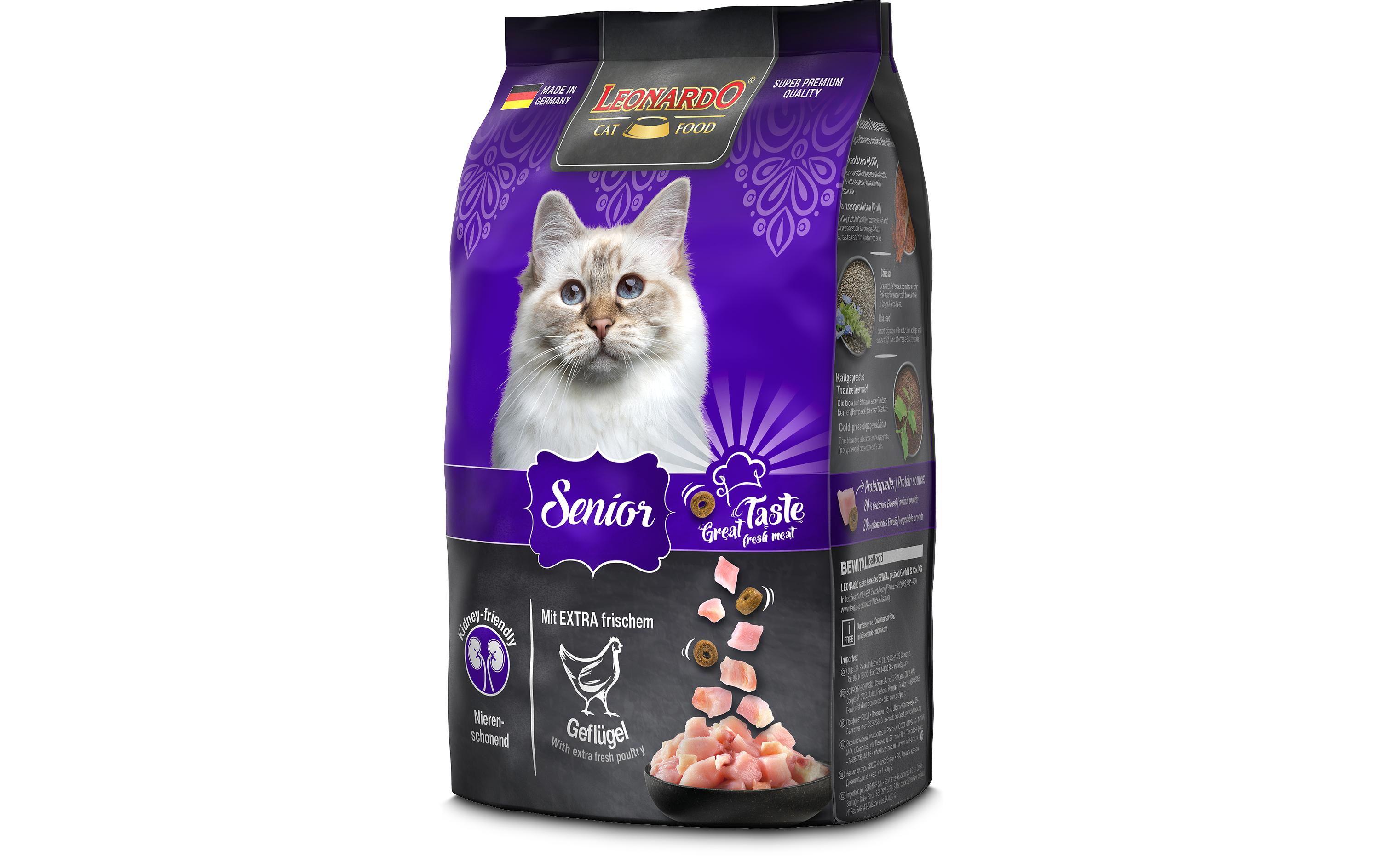 Leonardo Cat Food Trockenfutter Senior Geflügel, 300 g
