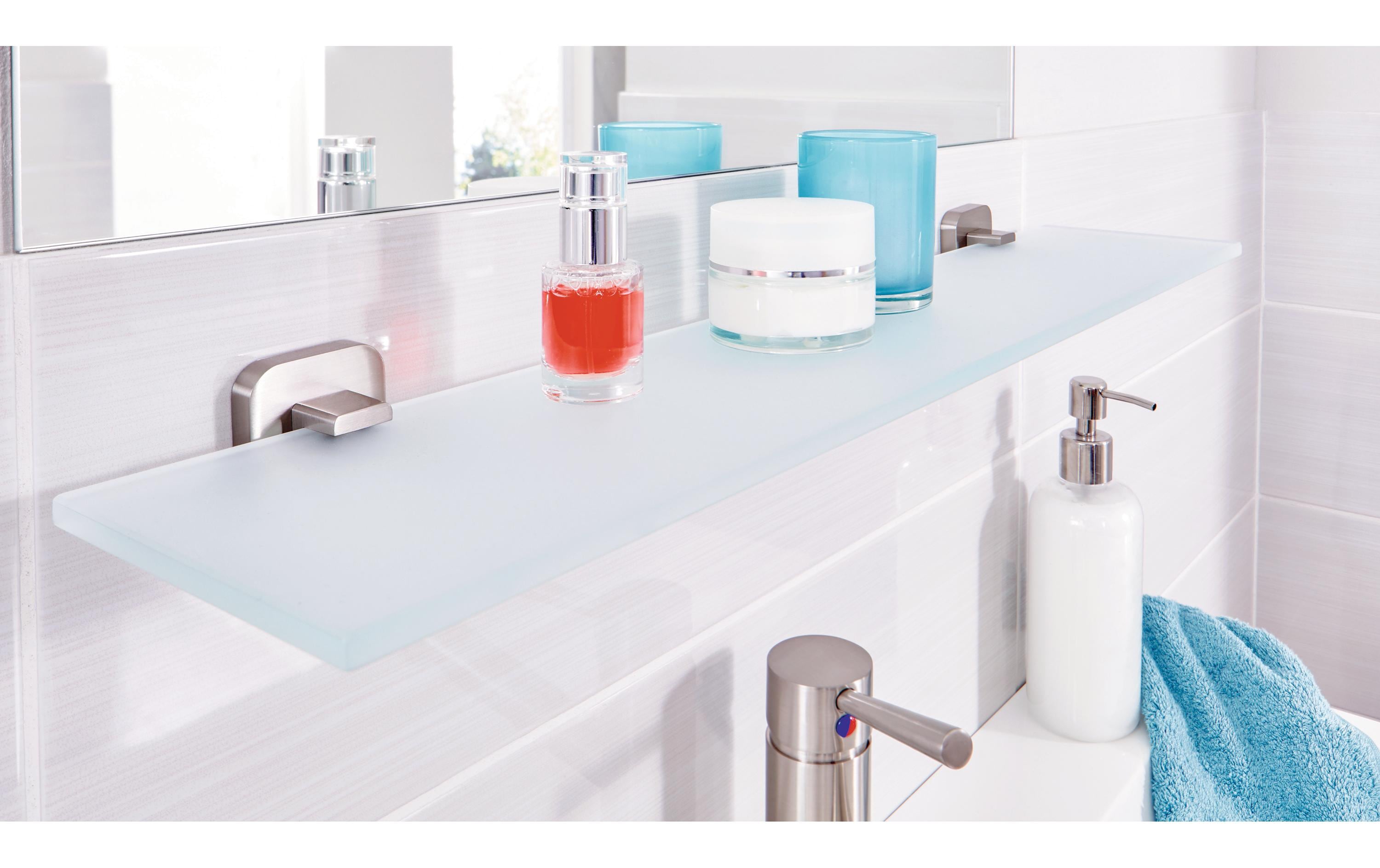 tesa Esteetic Glasablage ohne Bohren, silber