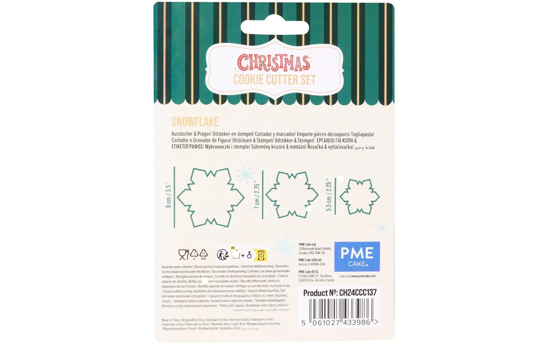 PME Guetzli-Ausstecher Schneeflocke 3 Stück Weiss