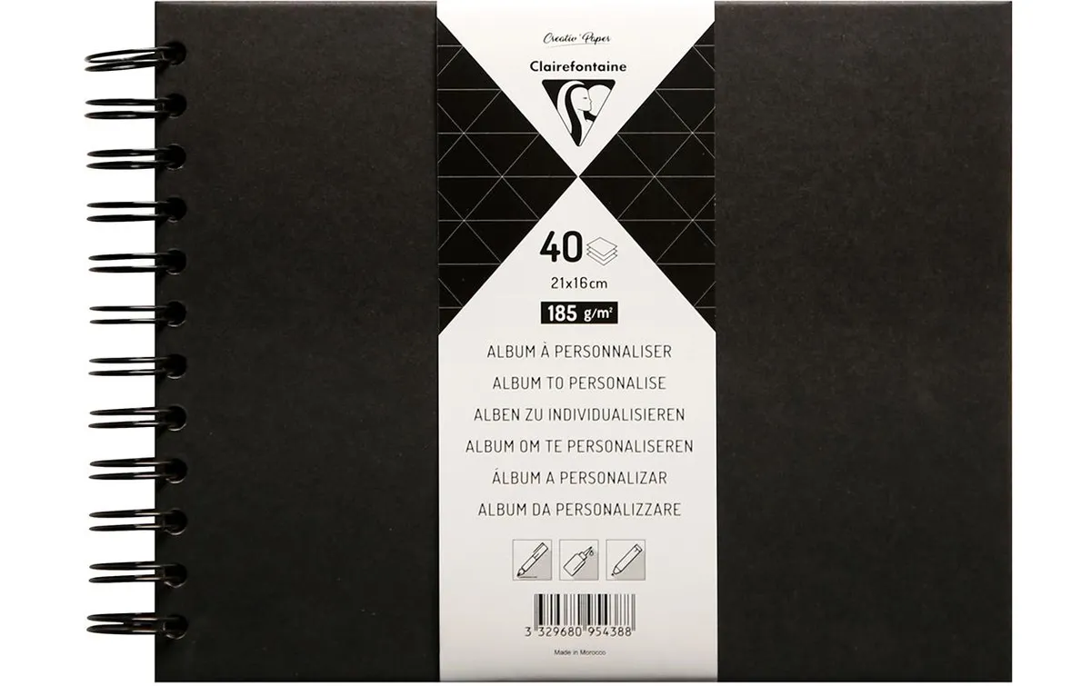 Clairefontaine Notizbuch DIY 21 x 16 cm, Blanko, Schwarz Clairefontaine Notizbuch DIY 21 x 16 cm, Blanko, Schwarz