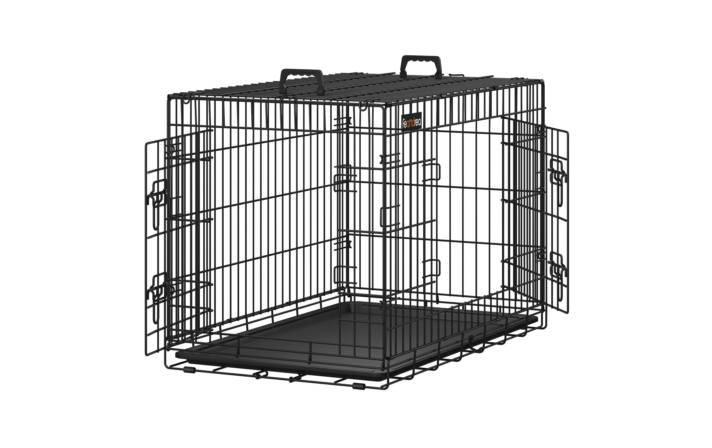 Feandrea Hundekäfig mit 2 Türen, 92.5 x 57.5 x 64 cm, Schwarz