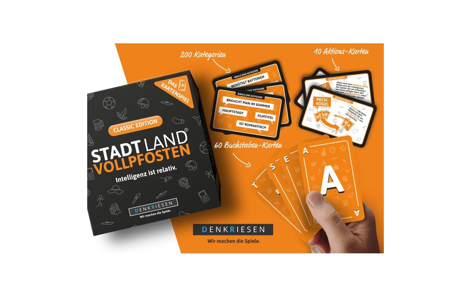 Denkriesen Partyspiel STADT LAND VOLLPFOSTEN – Das Kartenspiel Classic