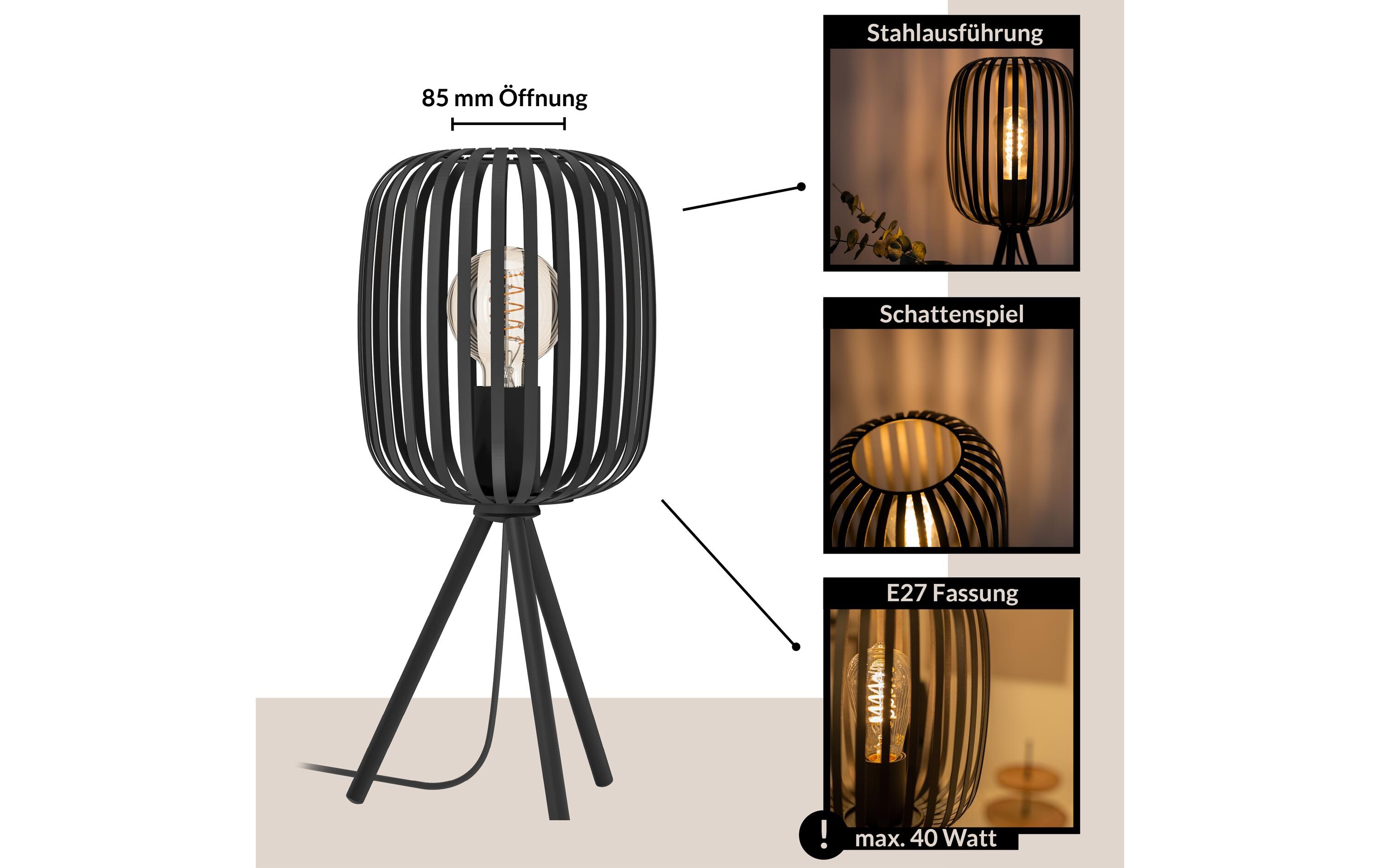 EGLO Leuchten Tischleuchte Zigbee ROMAZZINA schwarz exkl. E27 1x40W