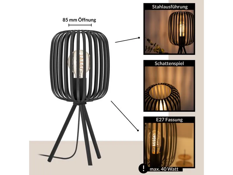 EGLO Leuchten Tischleuchte Zigbee ROMAZZINA schwarz exkl. E27 1x40W EGLO Leuchten Tischleuchte Zigbee ROMAZZINA schwarz exkl. E27 1x40W