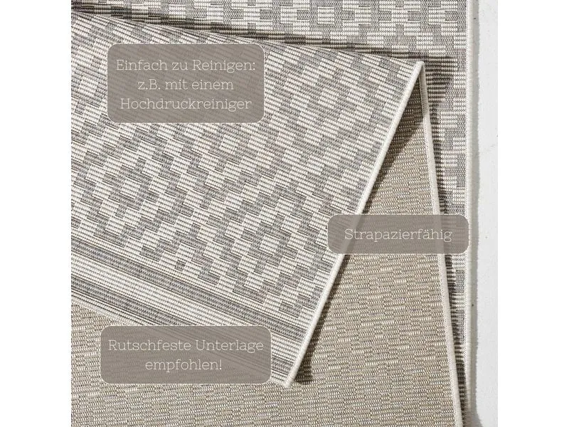 Hanse Home Raute In- & Outdoor Teppich 160 x 230 cm, Grau/Crème Hanse Home Raute In- & Outdoor Teppich 160 x 230 cm, Grau/Crème