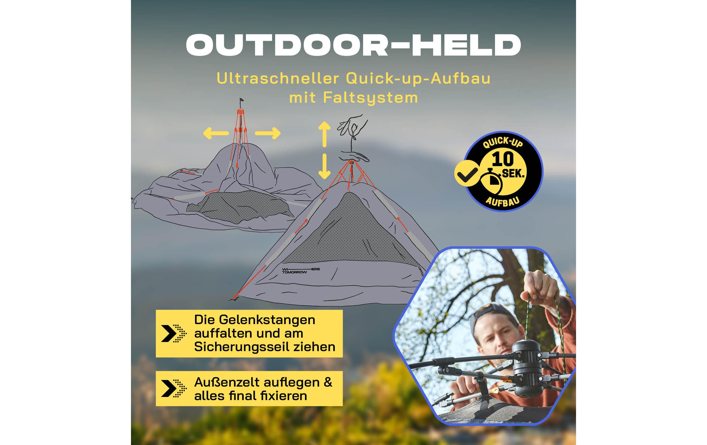 Where tomorrow Pop-Up-Zelt Drei Personen - Grau