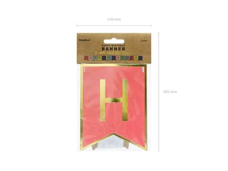 Partydeco Girlande Happy Birthday farbig, 15 x 175 cm