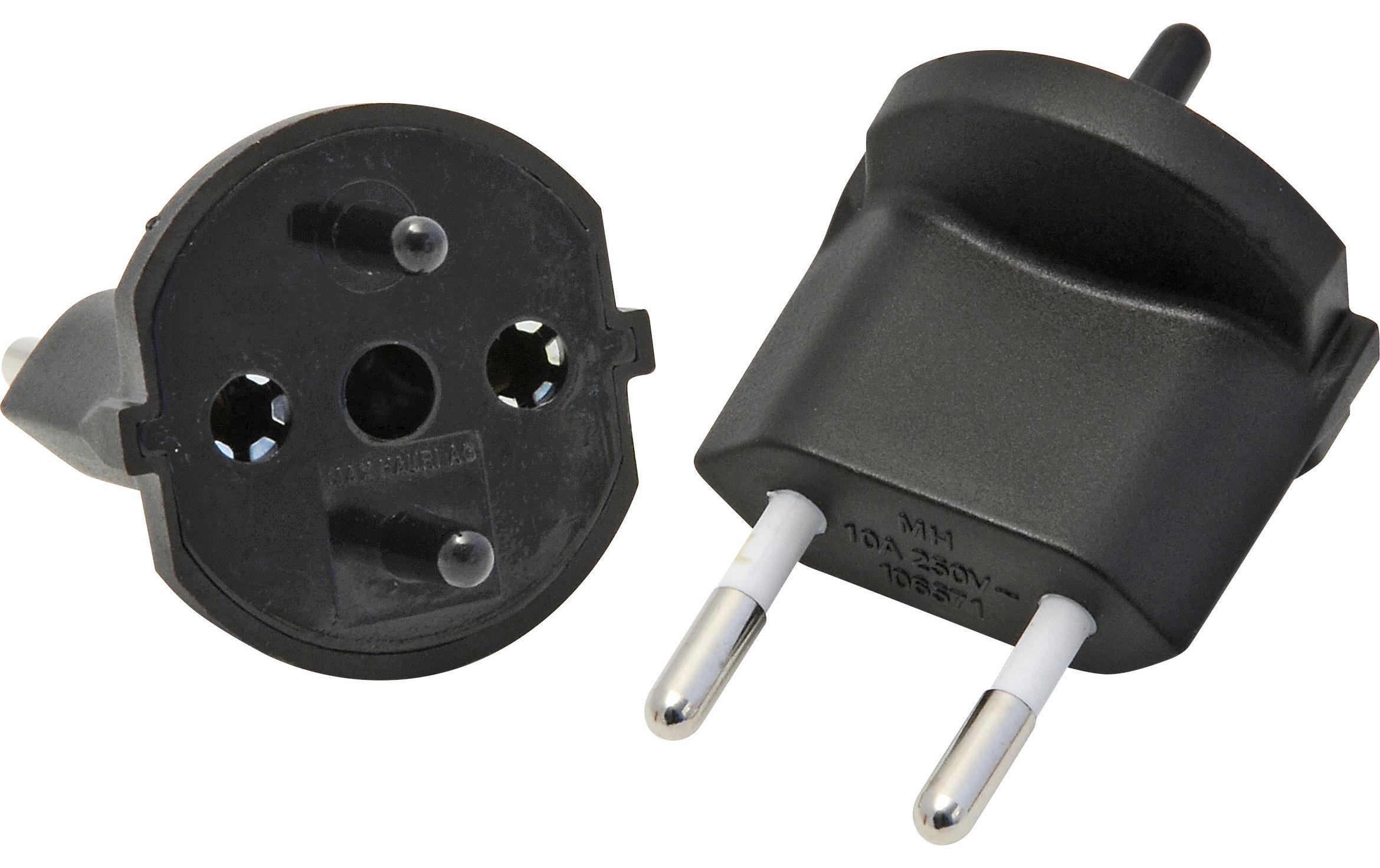 STEFFEN Fixadapter 2-Pol Deutschland CEE7 auf Schweiz T11 Schwarz STEFFEN Fixadapter 2-Pol Deutschland CEE7 auf Schweiz T11 Schwarz