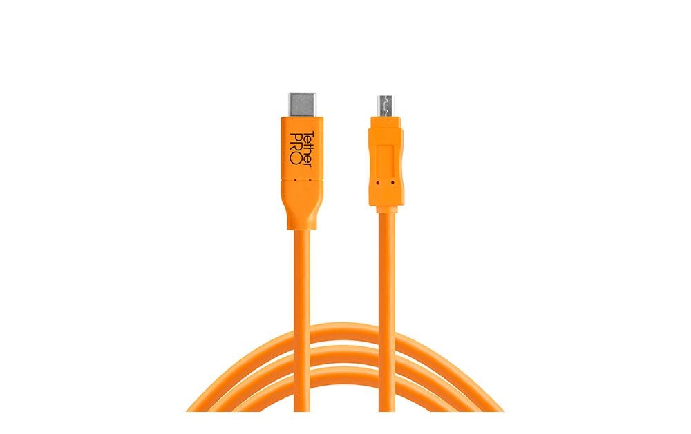 Tether Tools Kabel TetherPro USB-C zu 2.0 Mini-B 8-Pin, 4.6 m Orange