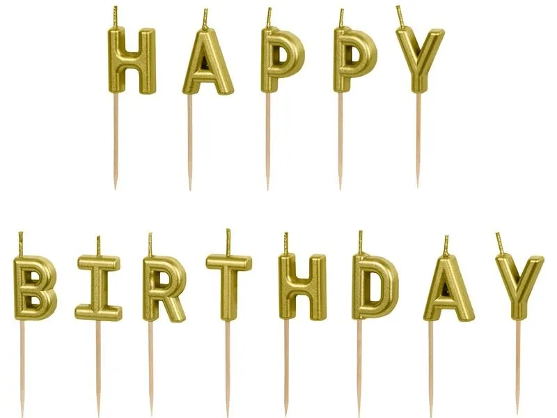 Partydeco Geburtstagskerzen Buchstaben gold, H 2.5 cm, 13 Stk